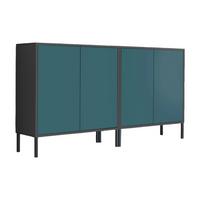 Sideboard Mailand Set 2 Anthrazit/Petrol - Anthrazit/Petrol, MODERN, Holzwerkstoff/Metall (158/86/33cm) - MID.YOU