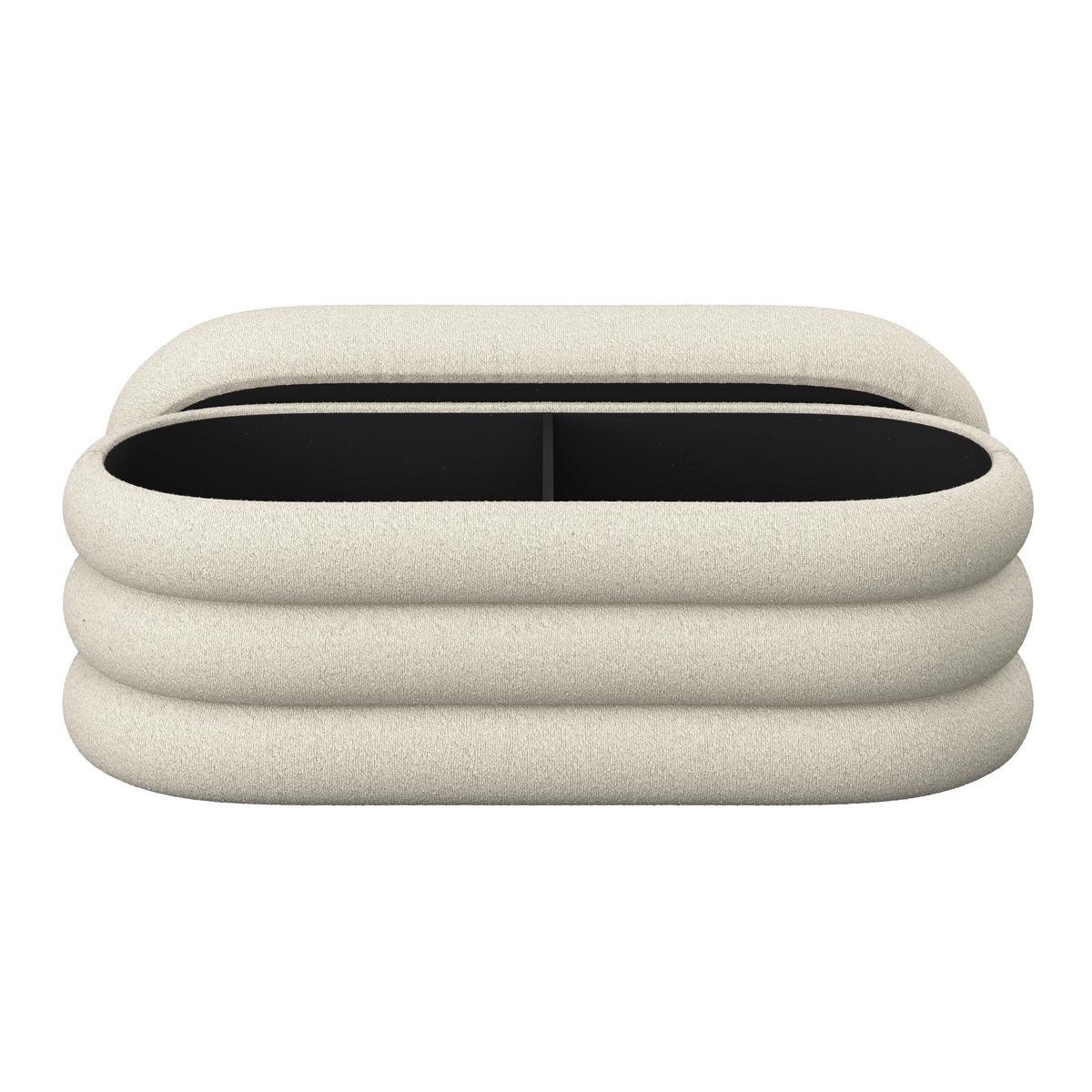 Hockerbank Lorena Beige Boucle Gepolstert mit Stauraum - Beige, MODERN, Holz/Textil (110/47/45cm) - Bessagi Home