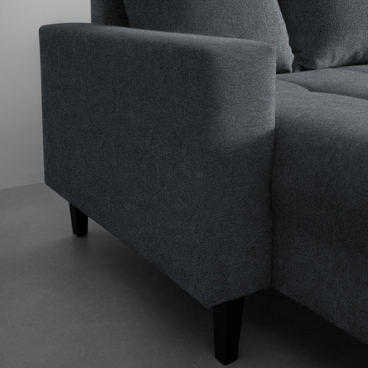 Ecksofa Boston Blaugrau - Blaugrau/Schwarz, KONVENTIONELL, Holz/Textil (215/92/160cm) - Based