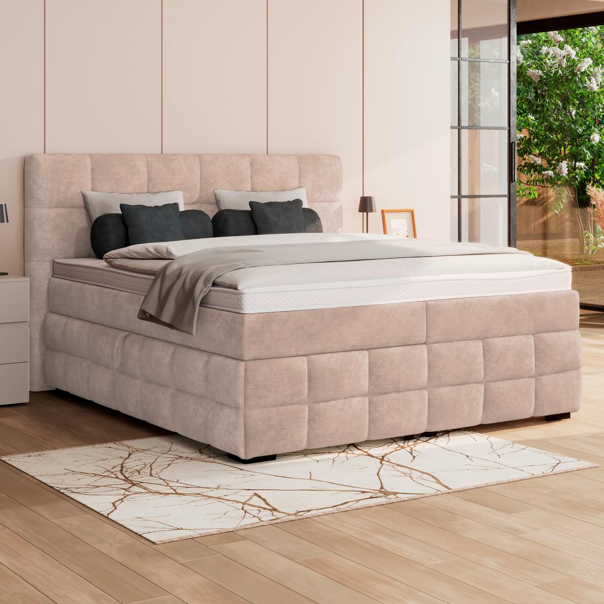 PAT BOX VEGA - bej/verde, Trend, lemn/textil (200/200cm) - Modern Living