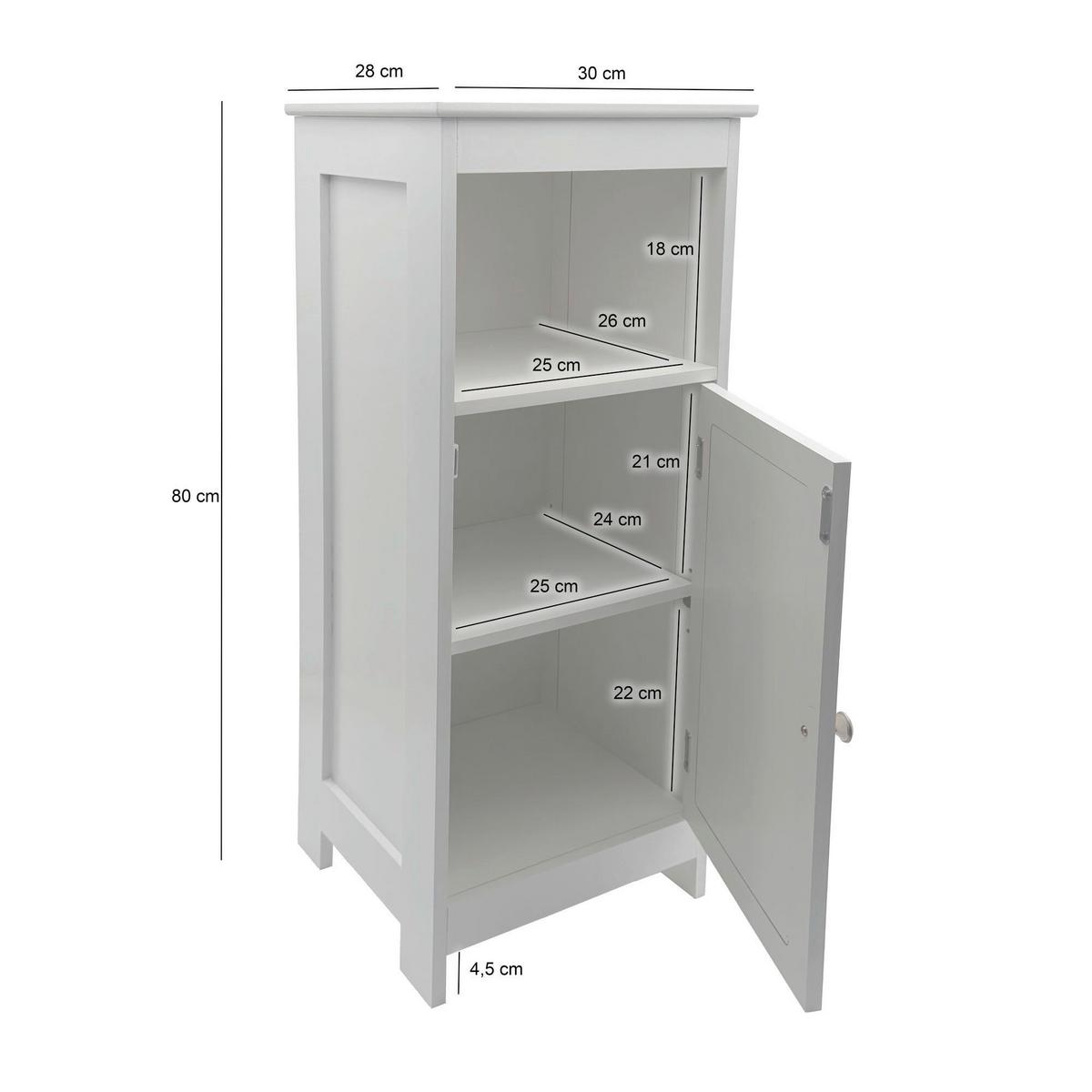 Midischrank Wl7.766 - Weiss/Silberfarben, Design, Holzwerkstoff/Metall (30/80/28cm) - Livetastic