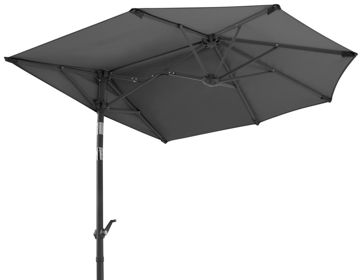 Ampelschirm Salerno Mezza ca.150x228x150cm Anthrazit - Anthrazit, Basics, Textil/Metall (150/228/150cm) - Schneider