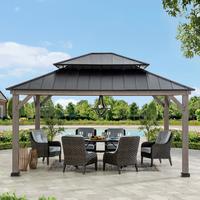 Pavillon Gazebo Rysy Grau/Schwarz - Schwarz, Basics, Metall (450/320/390cm)