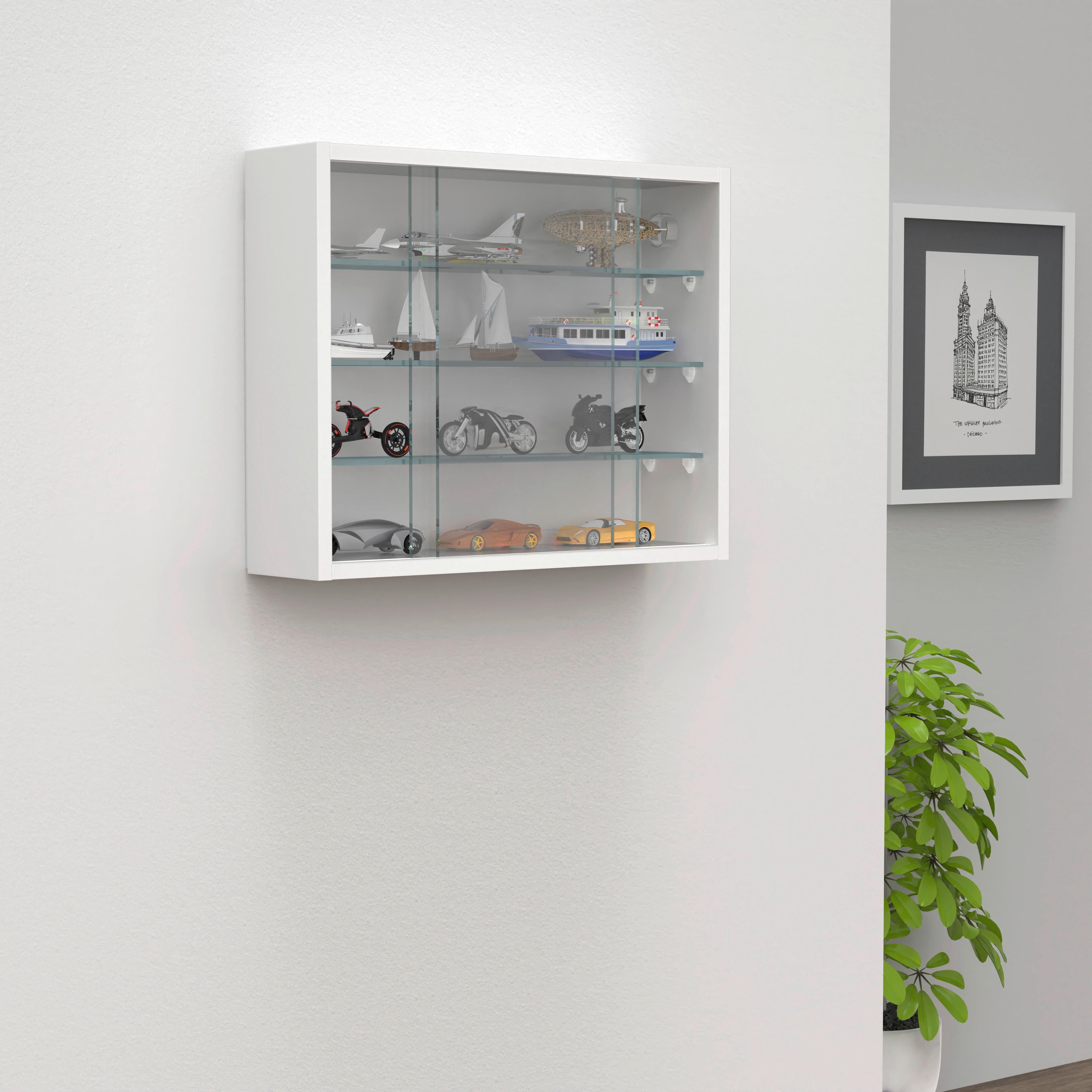 HÄNGEVITRINE DRIVALO S - Weiss/Transparent, Design, Glas/Holzwerkstoff (50/40/12cm) - MID.YOU