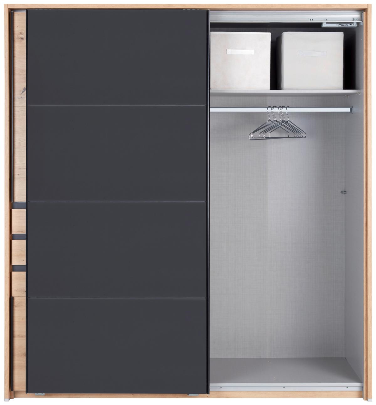 Ormar S Kliznim Vratima Oldenburg - siva/boje hrasta, Konvencionalno, drvni materijal/metal (180/198/64cm) - Modern Living