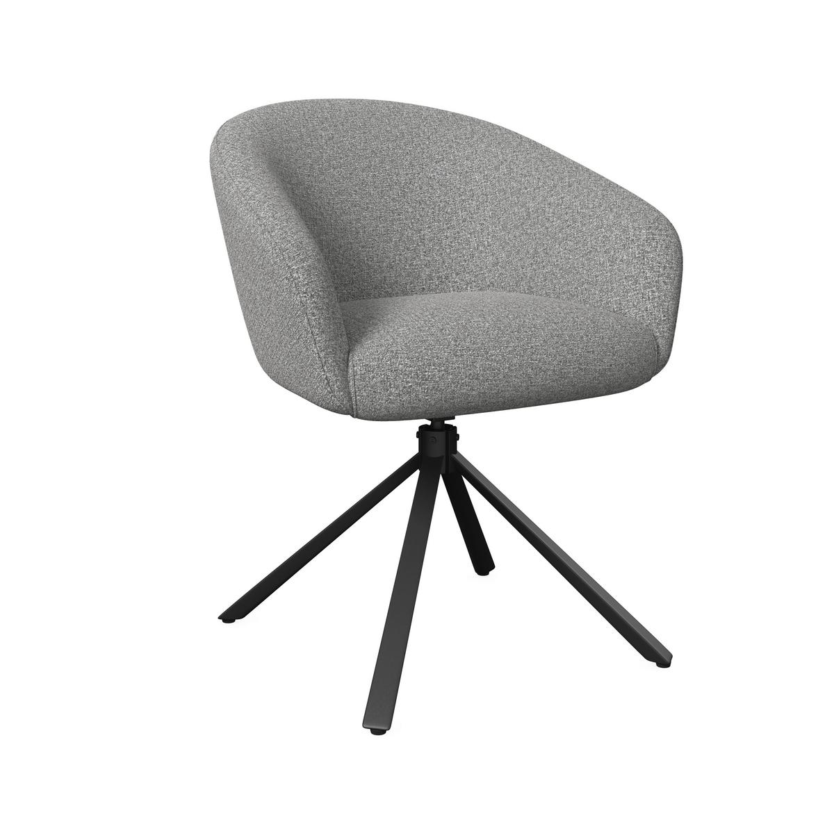 Armlehnstuhl Amina Grau Webstoff Drehbar Gepolstert - Schwarz/Grau, MODERN, Textil/Metall (64/81/63cm) - Bessagi Home