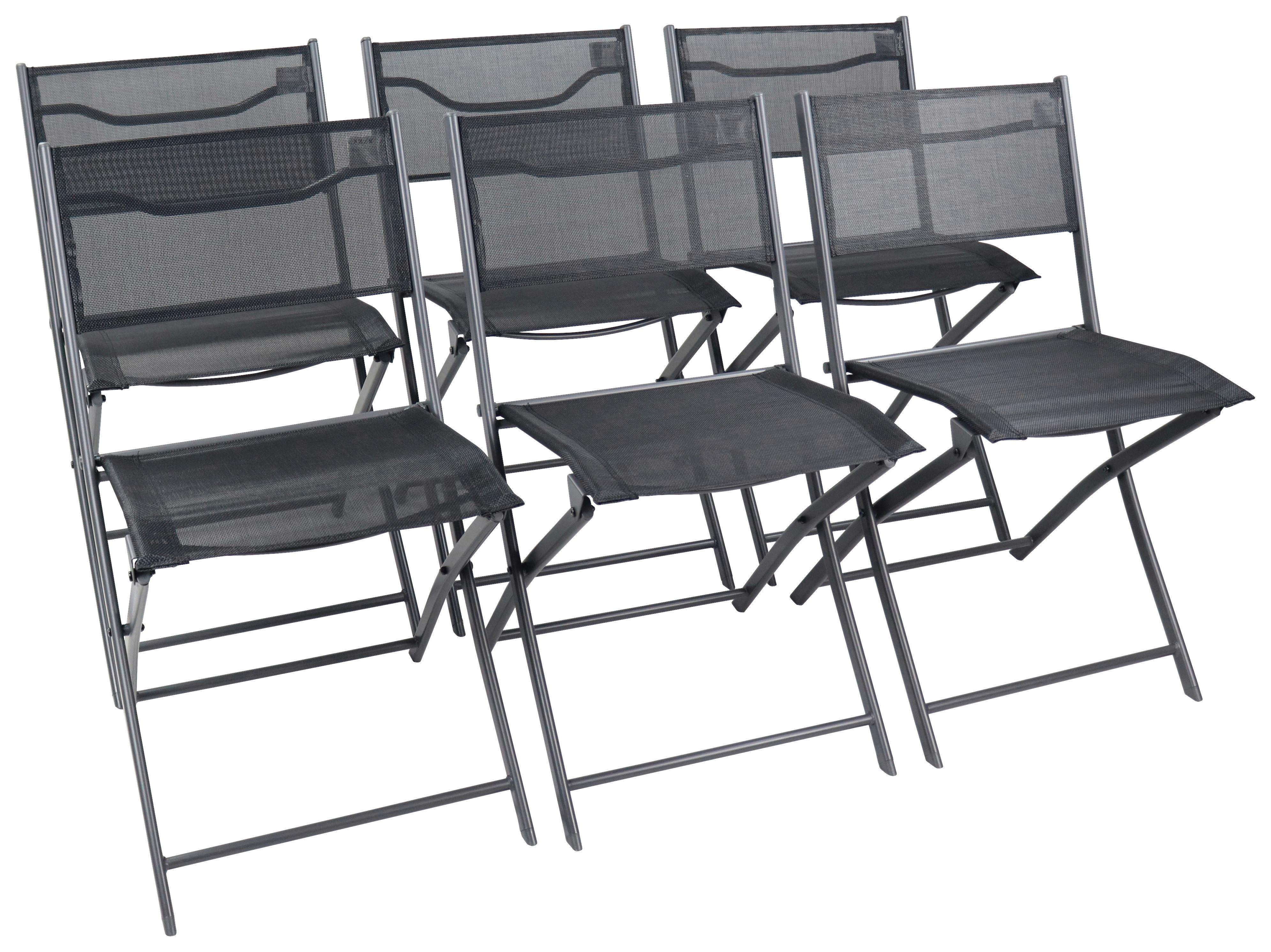 GARTENKLAPPSTUHL-SET SUMILA - Schwarz, Modern, Textil/Metall (45/79/46cm) - Ambia Garden