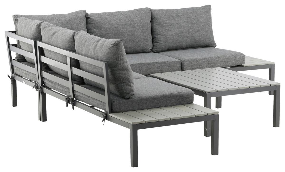 Loungegarnitur Odense ca. 133x167 cm Schwarz - Schwarz, KONVENTIONELL, Metall (133/167cm) - Gardenson