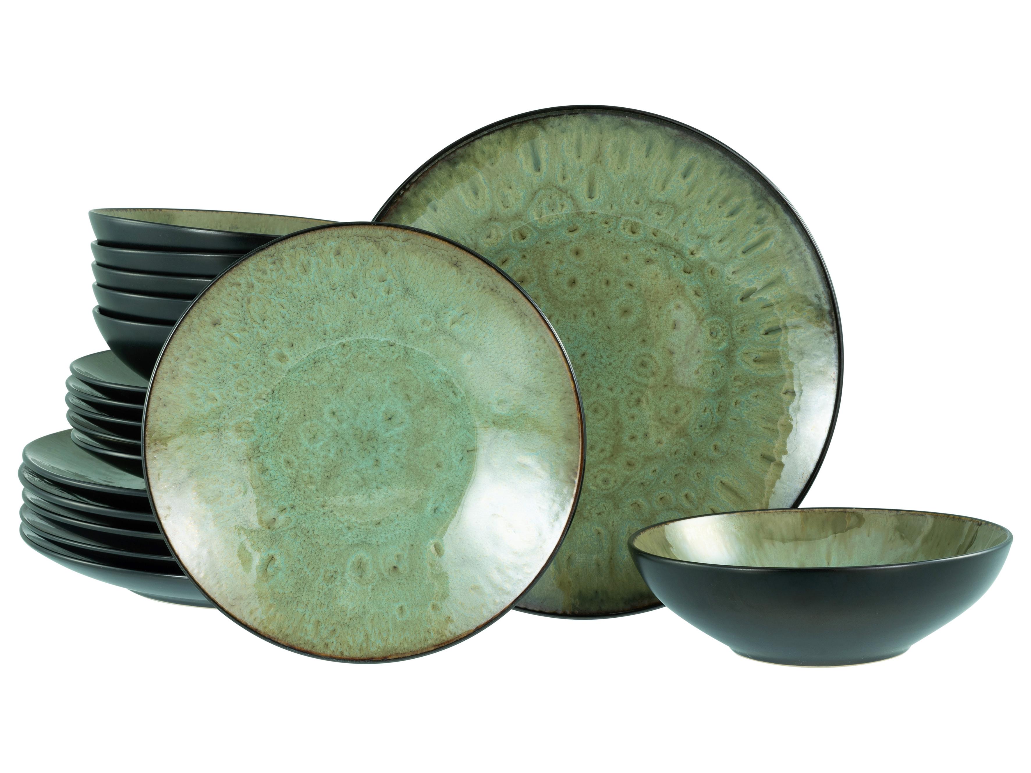 Jedilni Servis Jawa Green, 18-Delni - črna/zelena, Basics, keramika - Creatable