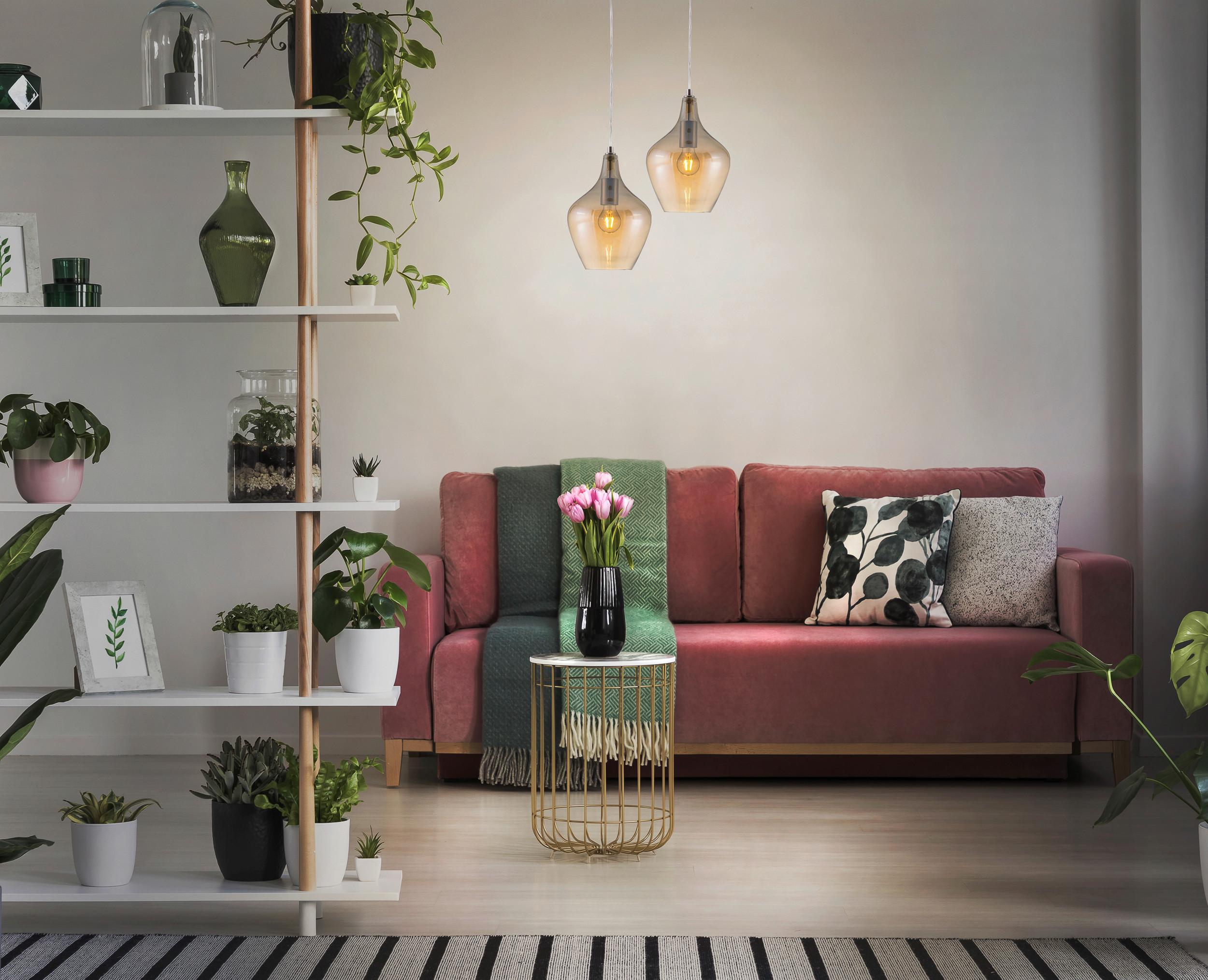 HÄNGELEUCHTE 30620123X PASO - Nickelfarben, Design, Glas/Metall (22/150cm) - Globo