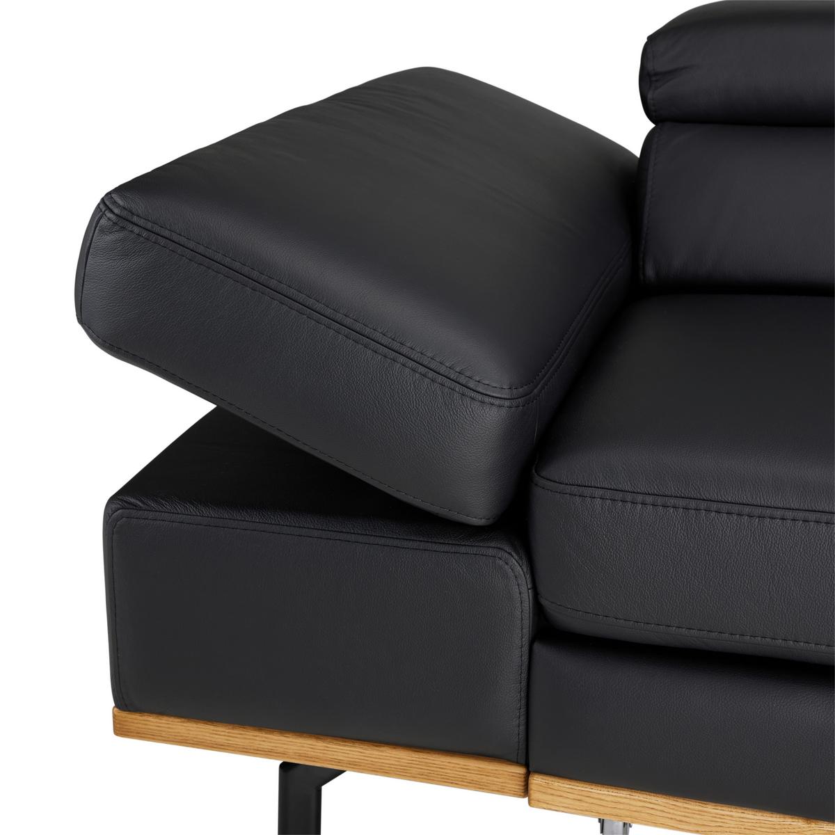 Wohnlandschaft Carmen rechts Schwarz - Anthrazit/Beige, MODERN, Leder/Holz (292/72/226cm) - Premium Living