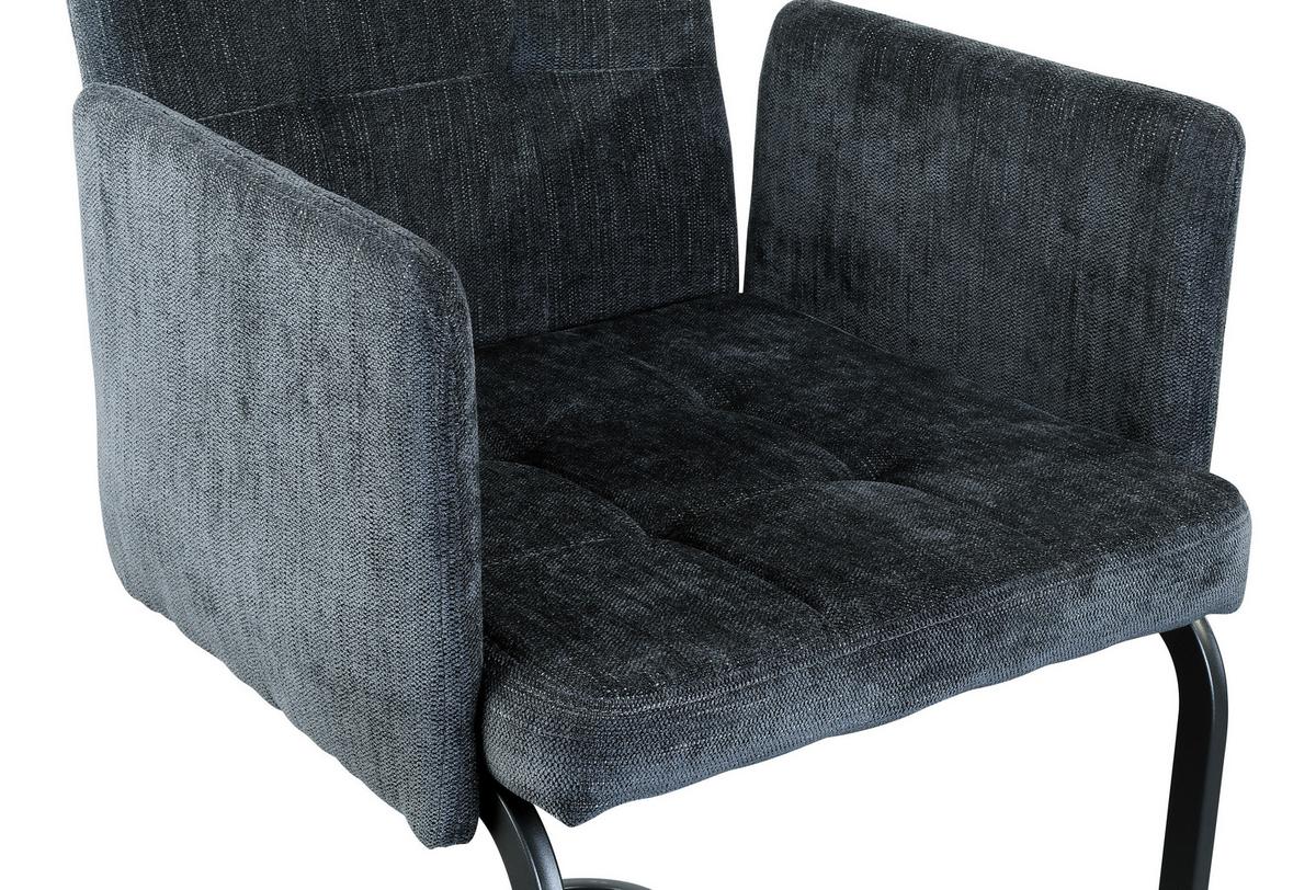 KRZESŁO Z PODŁOKIETNIKAMI BORDAL - ciemnoszary/czarny, Modern, metal/tkanina (52/91/59,5cm) - MID.YOU