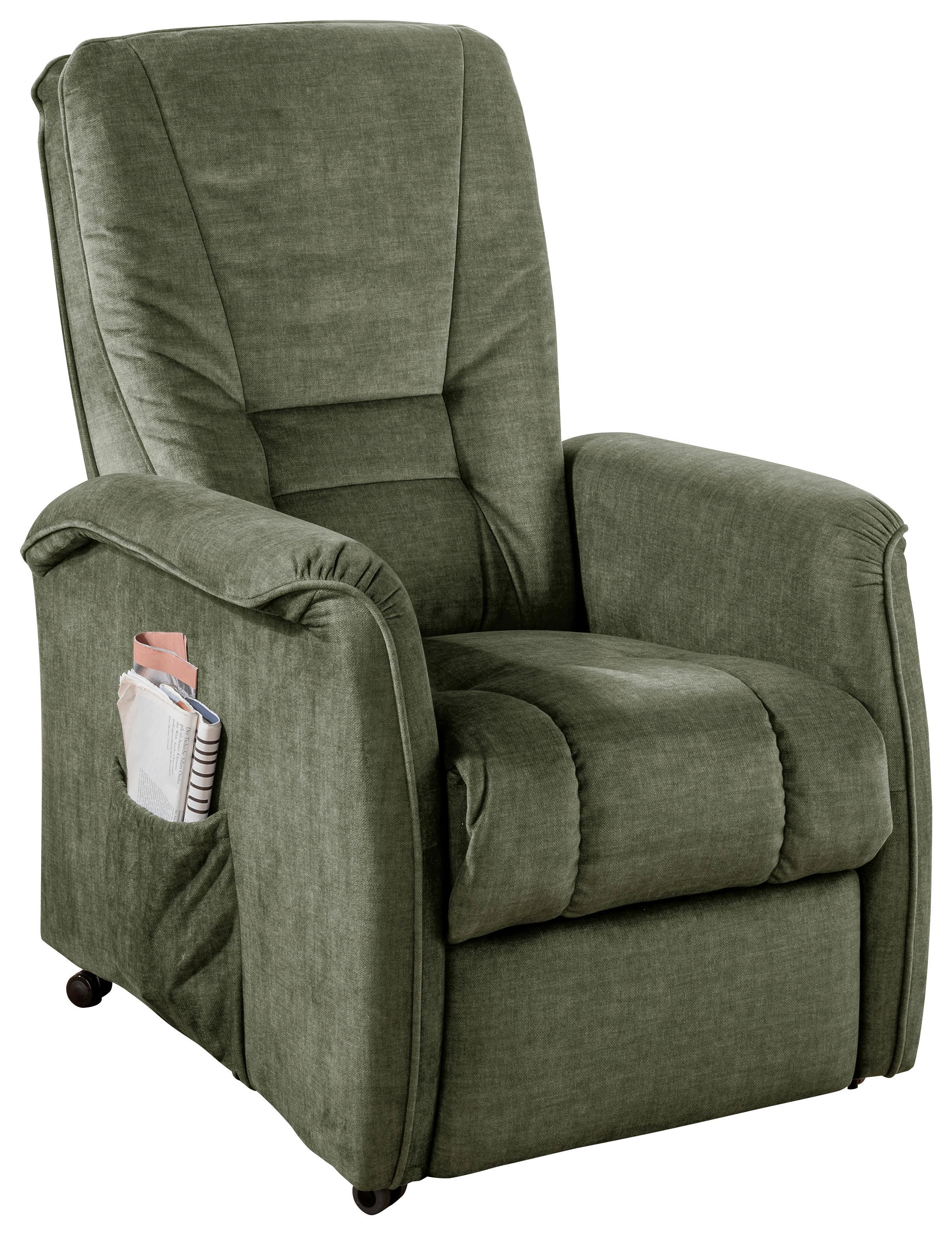 Relaxsessel Harry Dunkelgrün Velours - Dunkelgrün/Schwarz, Design, Kunststoff/Textil (77/107/88cm) - Livetastic