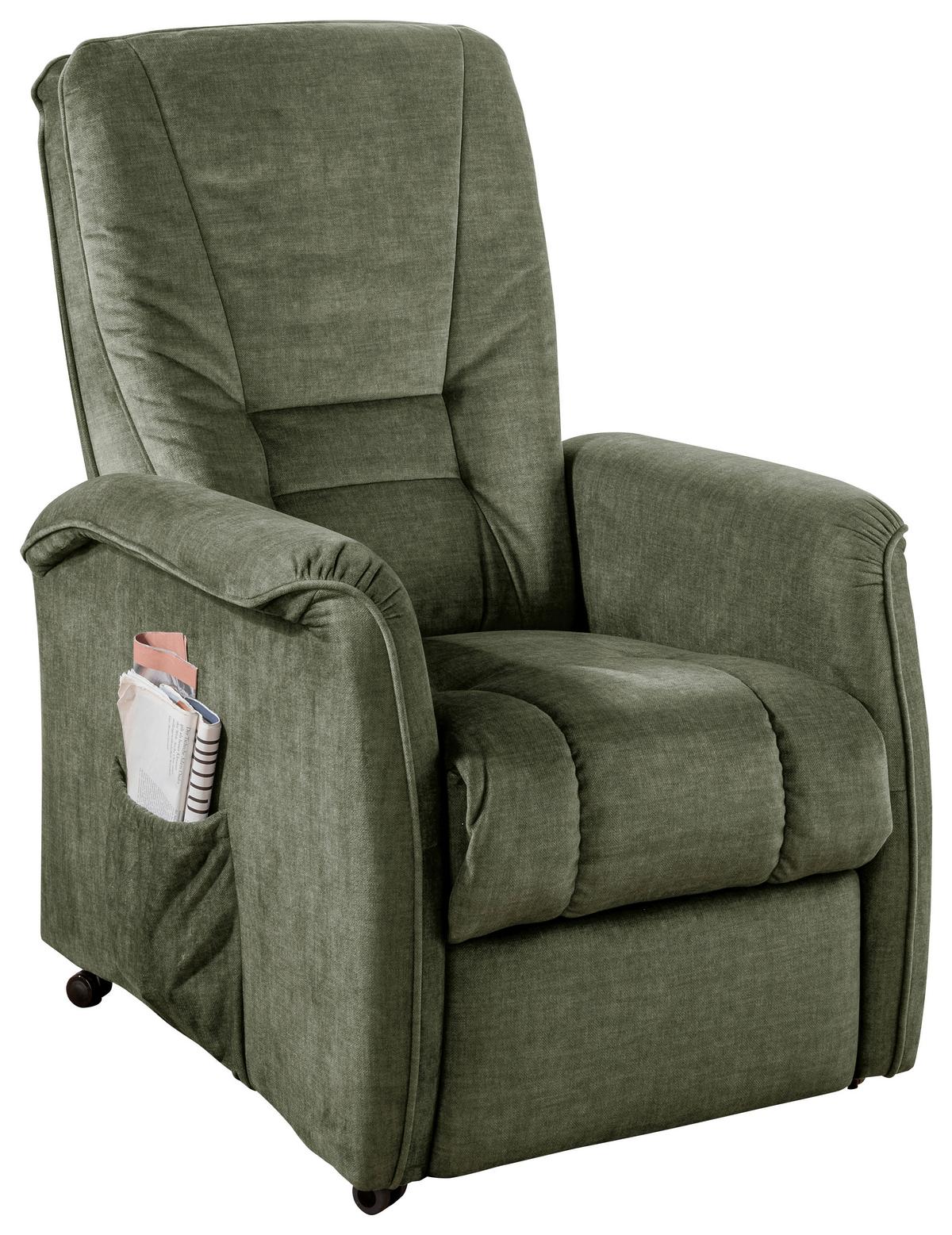 Relaxsessel Harry Dunkelgrün Velours - Dunkelgrün/Schwarz, Design, Kunststoff/Textil (77/107/88cm) - Livetastic