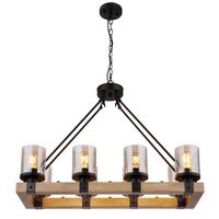 Viseća Svjetiljka Crno Tamno Smeđa Boja - tamno smeđa/siva, Natur, staklo/drvo (75/31,5/100cm) - Globo