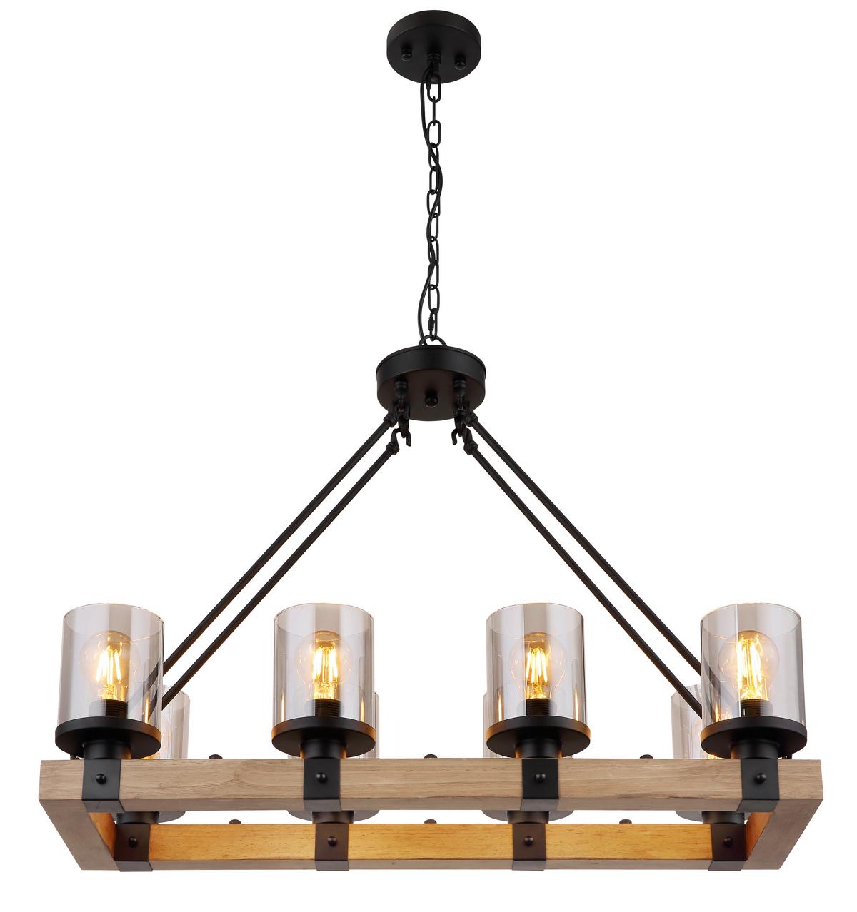 Viseća Svjetiljka Crno Tamno Smeđa Boja - tamno smeđa/siva, Natur, staklo/drvo (75/31,5/100cm) - Globo