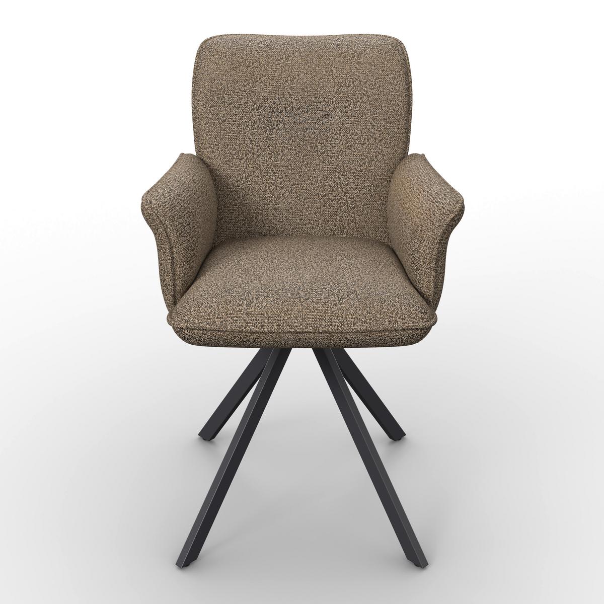 Armlehnstuhl Tess Braun Chenille Drehbar Gepolstert - Schwarz/Braun, MODERN, Holz/Textil (64/90/63cm) - Bessagi Home