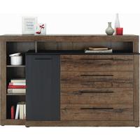 Tálalószekrény Barna-fekete Bellevue - tölgyfa színű/fekete, Lifestyle, műanyag/faalapú anyag (160,5/107,3/43,4cm)