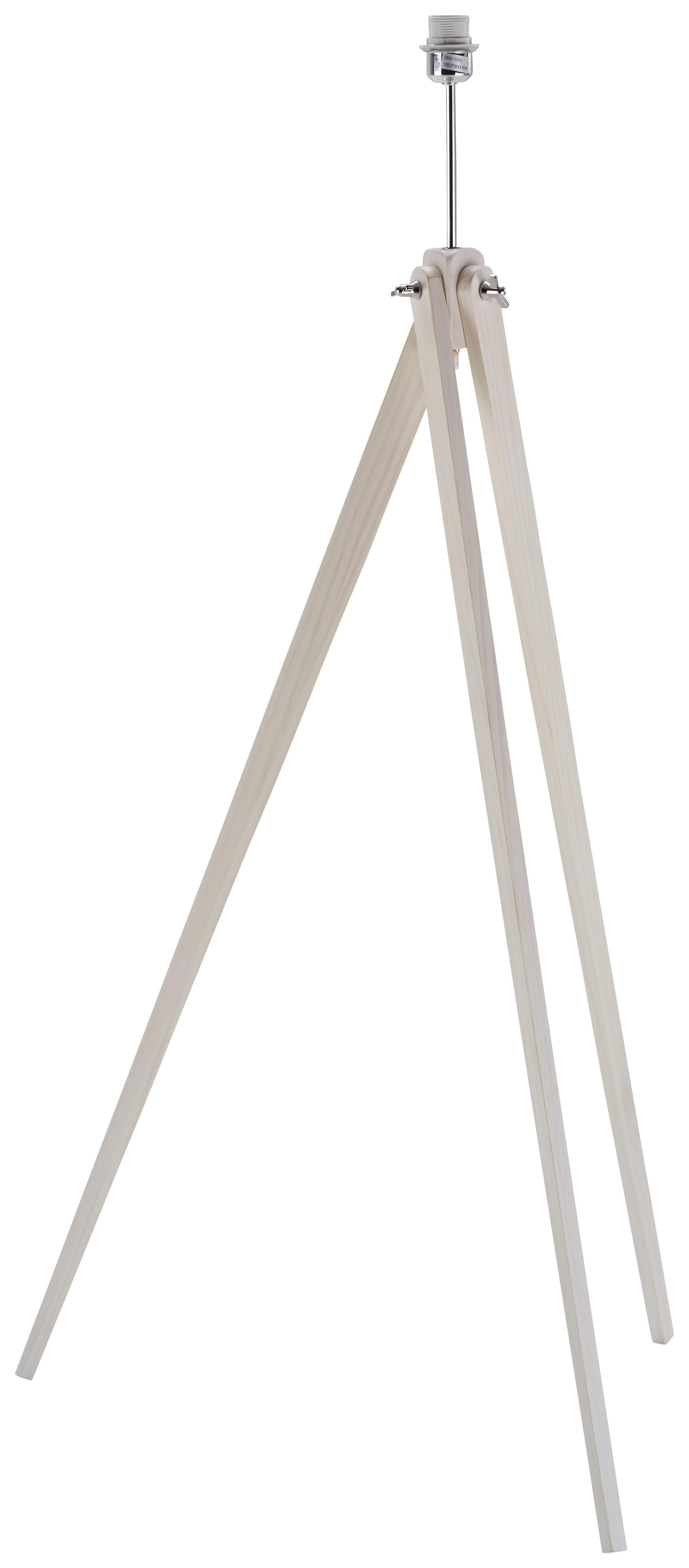 Leuchtenfuß Wood Weiß max. 60 Watt - Chromfarben/Weiß, Holz/Metall (50/50/140cm) - Mömax modern living