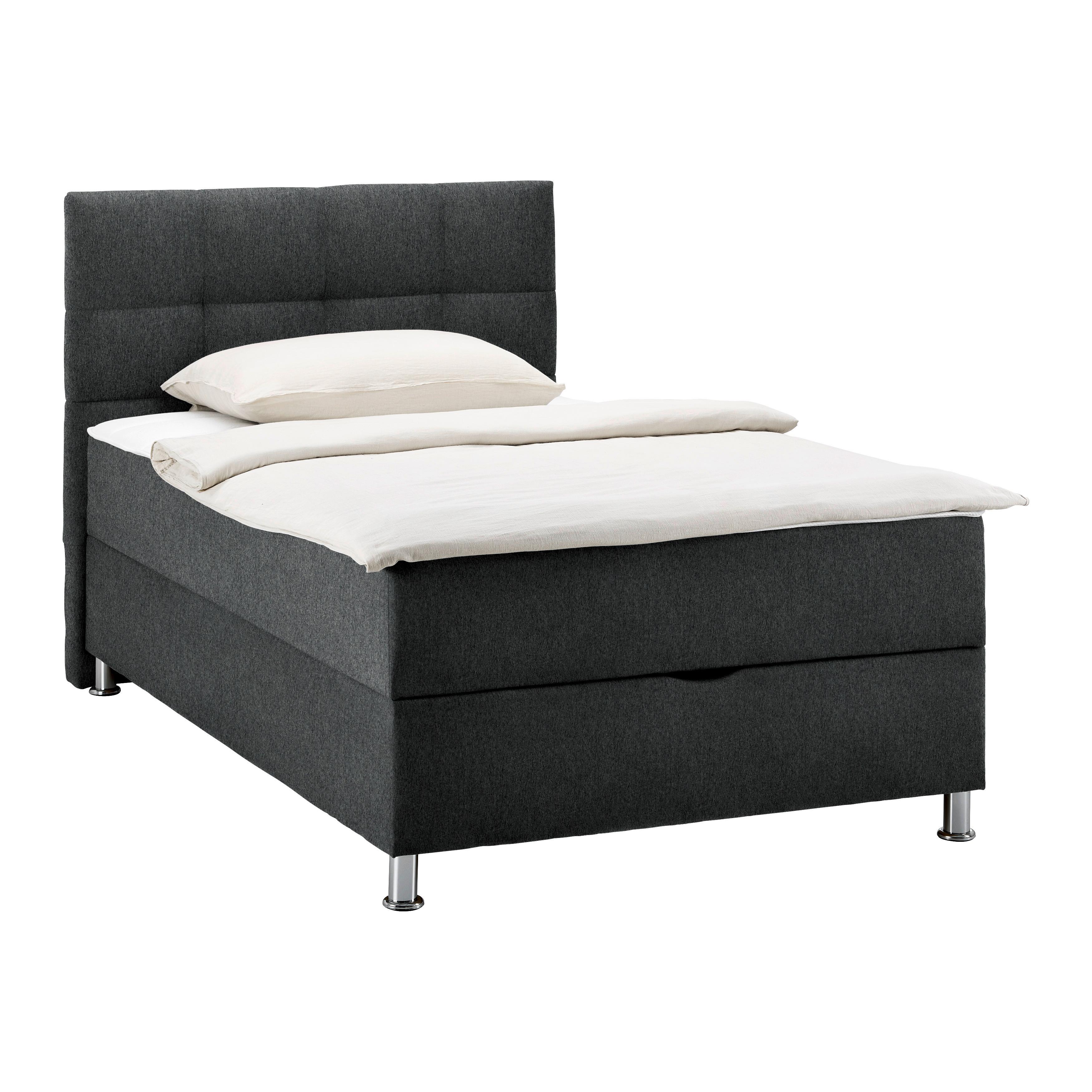 Boxbett Oviedo 120 in Anthrazit ca. 120 x200cm - Chromfarben/Anthrazit, KONVENTIONELL, Textil (120/200cm) - Mömax