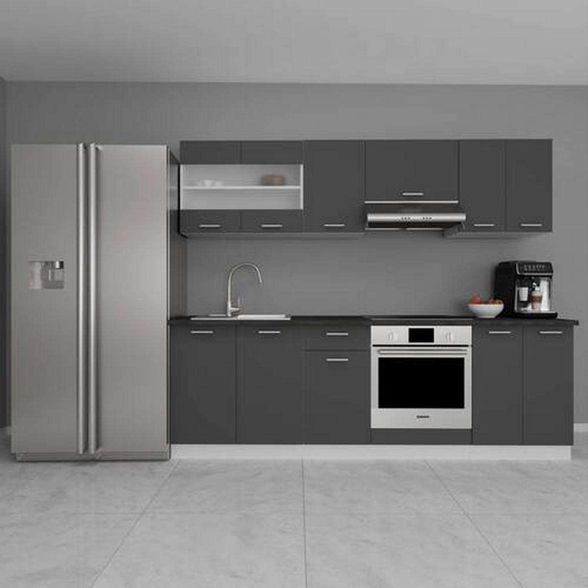 MEBLE KUCHENNE BEZ SPRZĘTÓW ESILO - antracytowy/biały, Konventionell, materiał drewnopochodny/metal (240cm) - MID.YOU