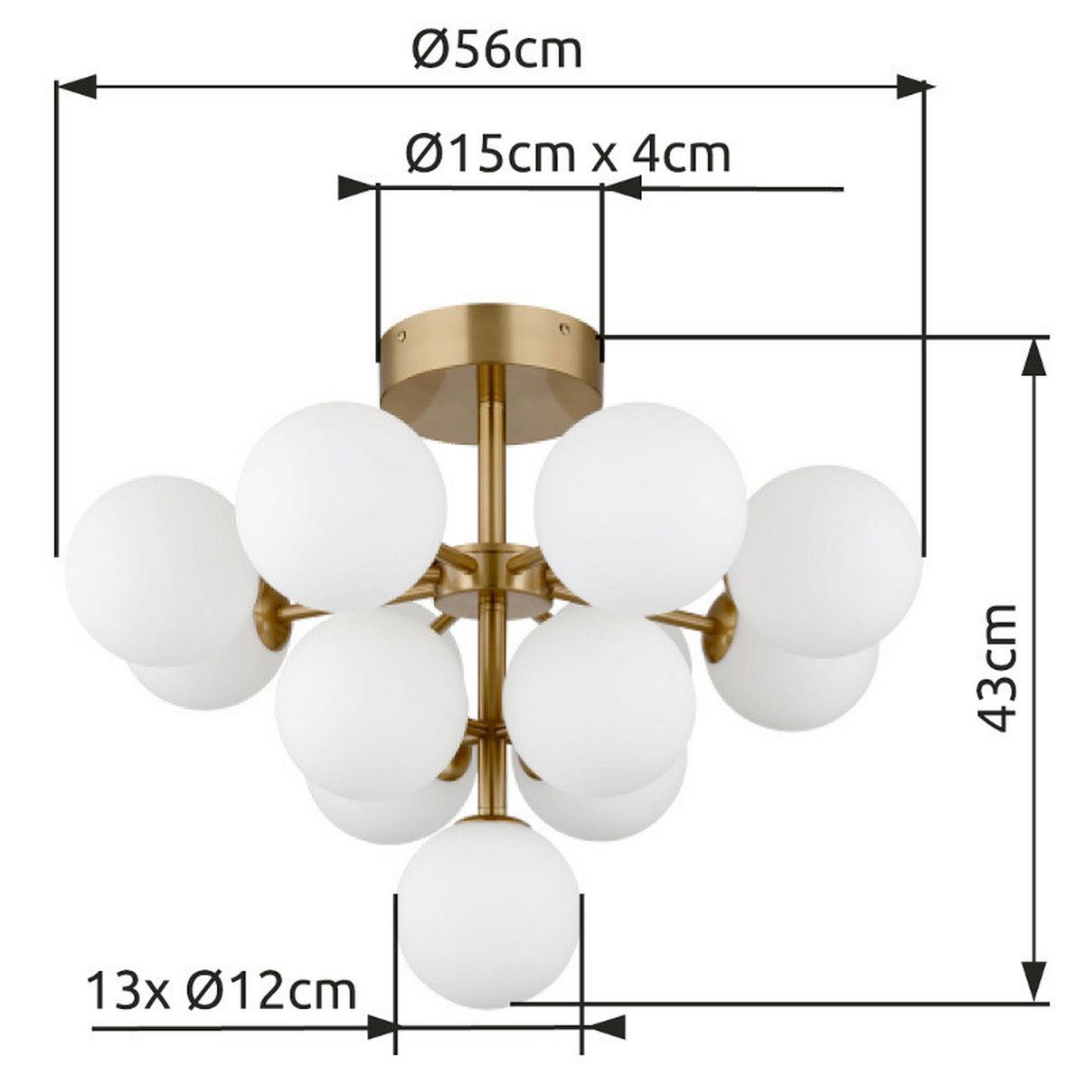 DECKENLEUCHTE 56143-13GD  GRAPPY - Goldfarben/Opal, Lifestyle, Glas/Metall (56/43cm) - Globo