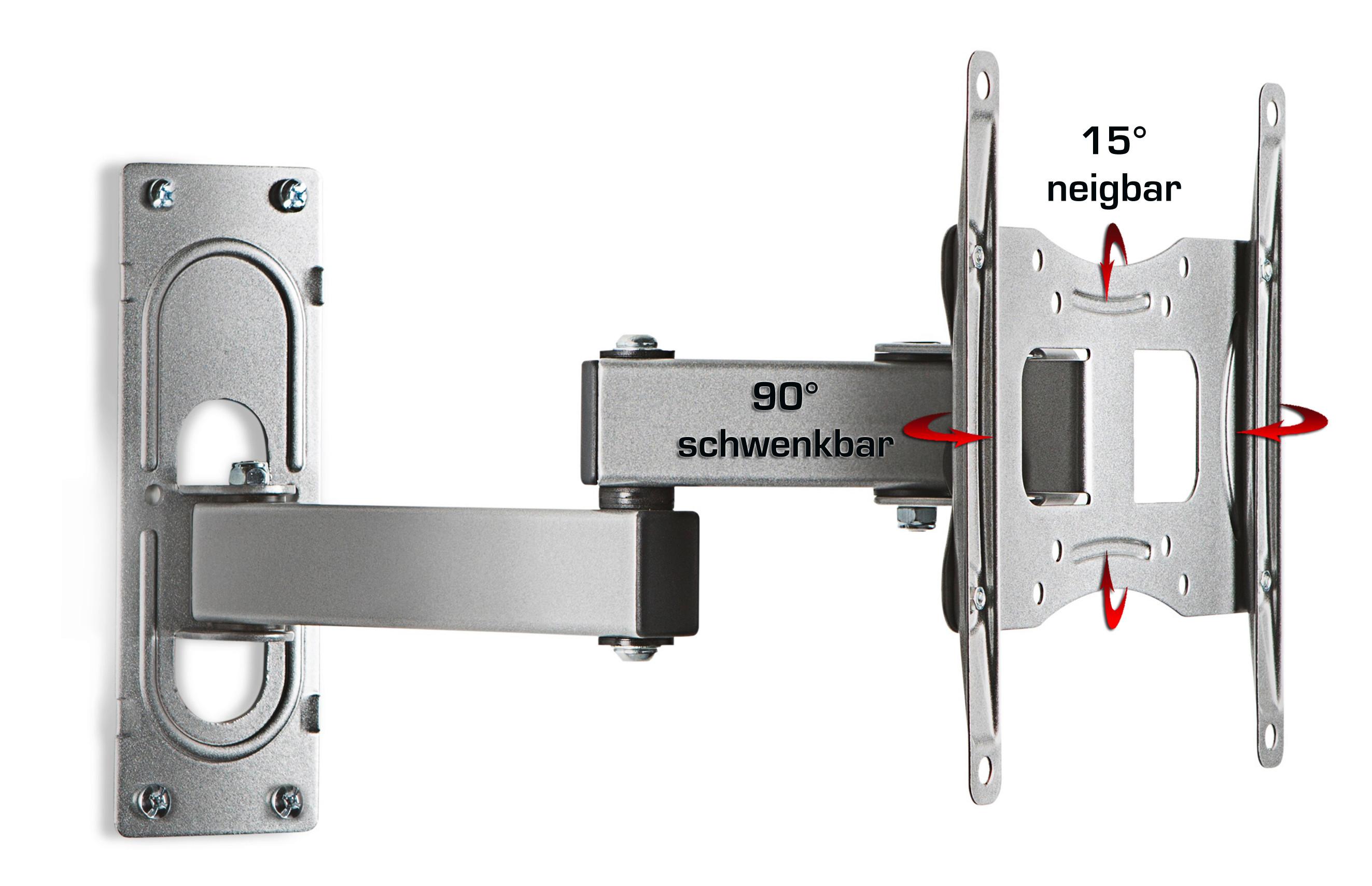 TV-Wandhalter FS 3 ca. 22x28 cm Silber - Silberfarben, KONVENTIONELL, Metall (21,9/28/9,6-35,7cm) - MID.YOU