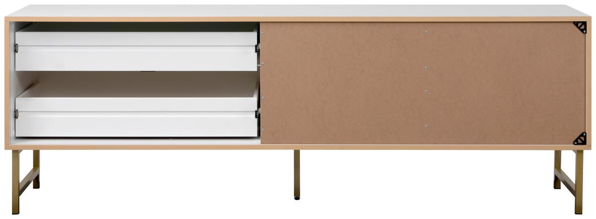 KOMODA NISKA EDINBURGH 57A - biały/kolor złoty, Design, materiał drewnopochodny/tworzywo sztuczne (179/61/41cm) - MID.YOU