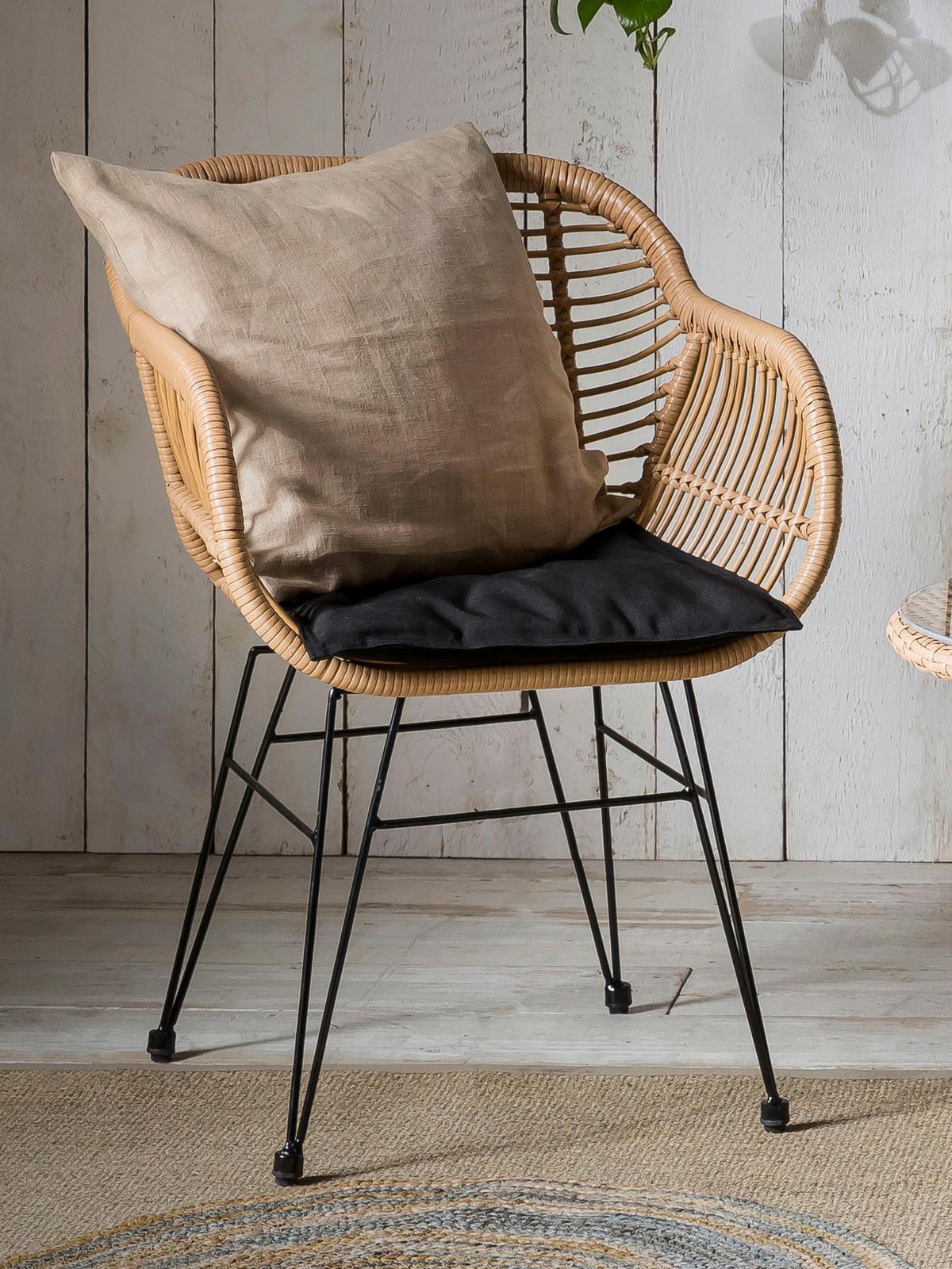 Gartenset 3-tlg. Naturfarben/Schwarz - Klar/Schwarz, Design, Glas/Kunststoff - Gardenson