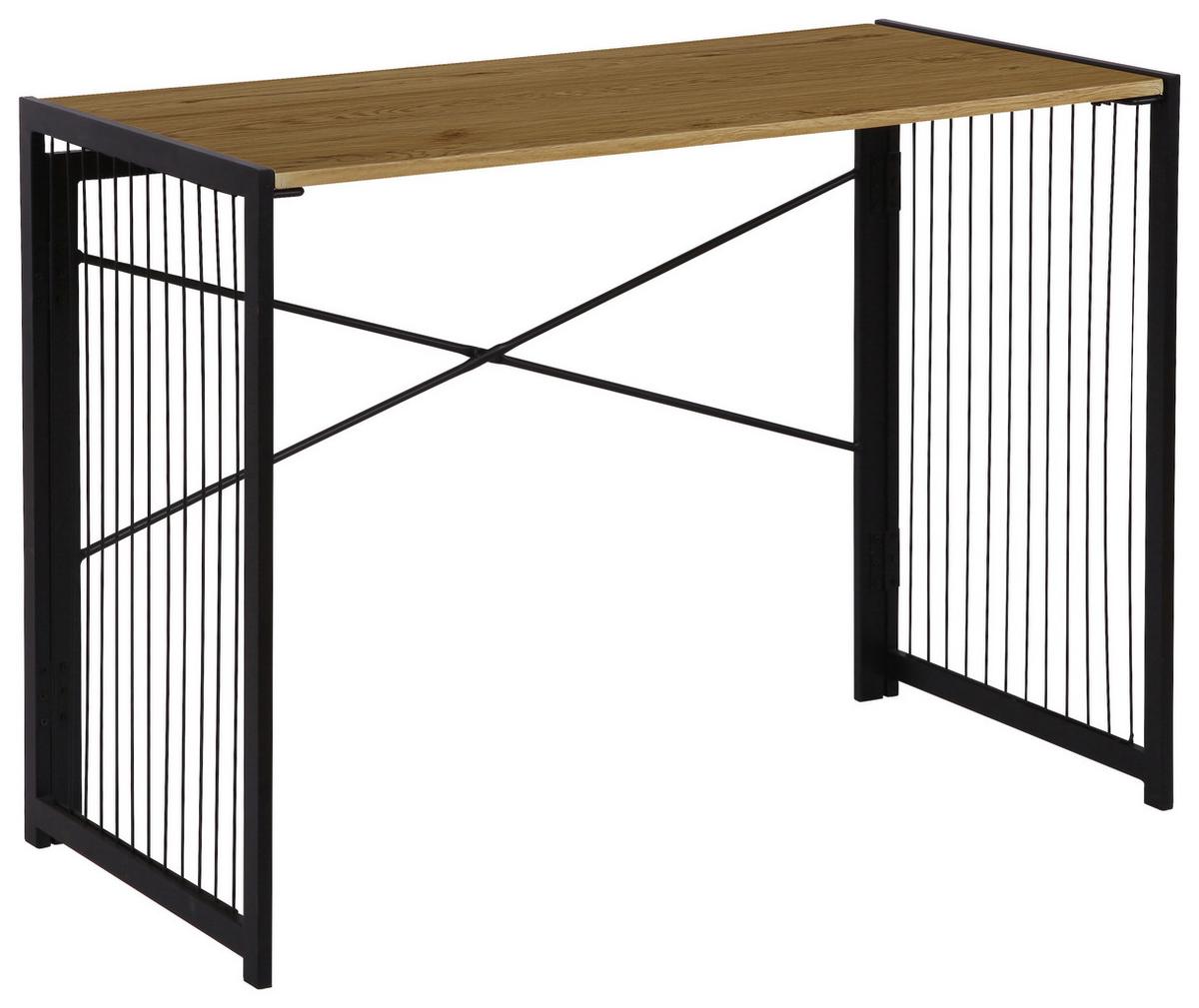 Pisalna Miza Klapp, Zložljiva, 100x50 - črna/barve hrasta, Moderno, kovina/leseni material (100/75/50cm)