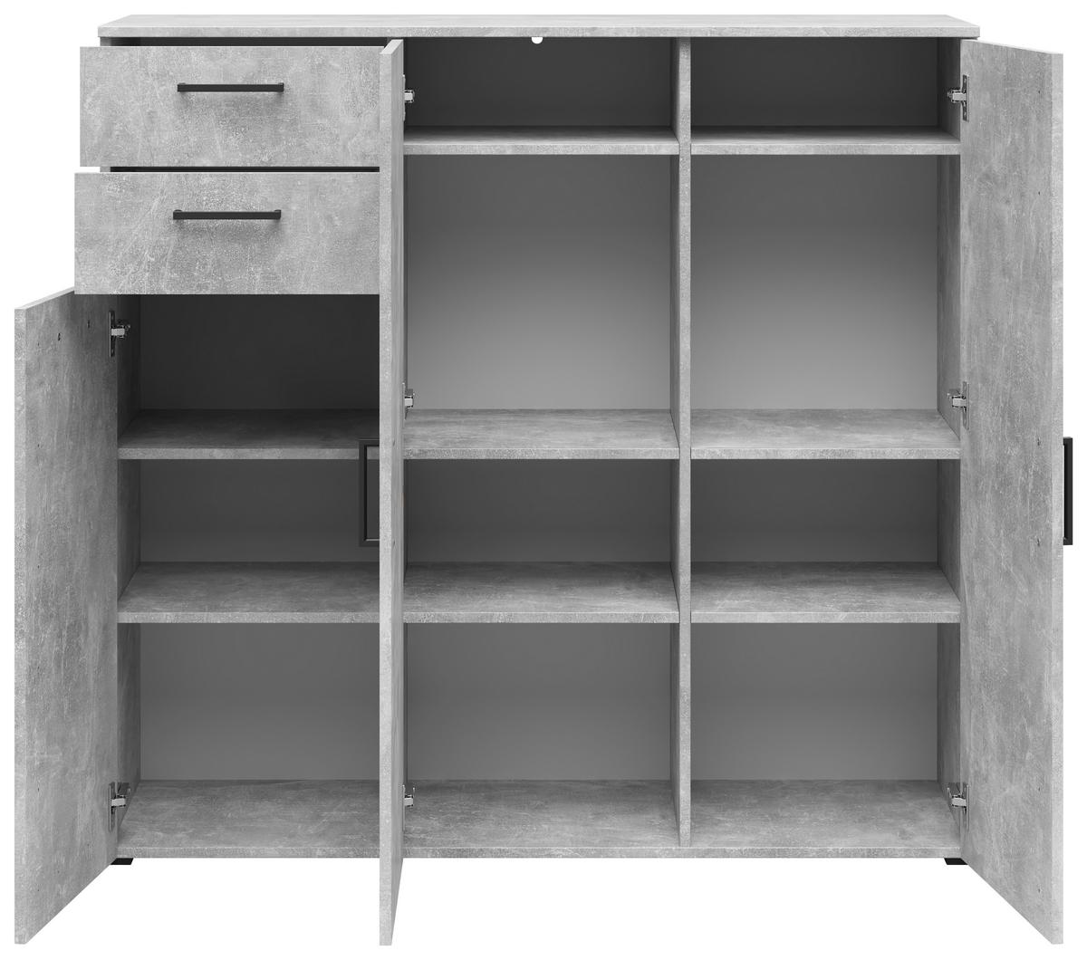 Kommode Multistauraum Grau - Anthrazit/Schwarz, MODERN, Holzwerkstoff/Kunststoff (120/115/40cm) - Mömax