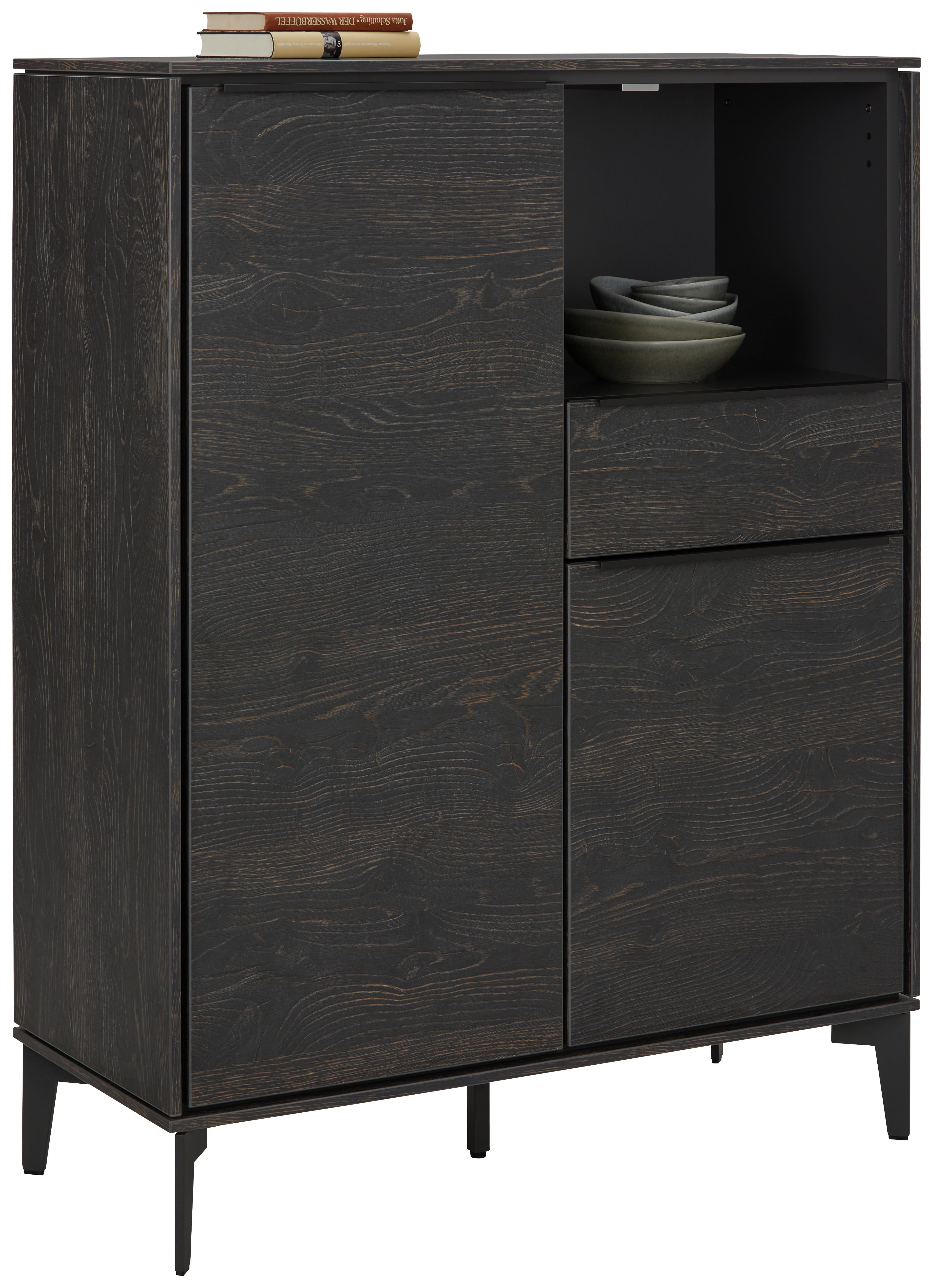 Highboard in Anthrazit - Anthrazit/Schwarz, MODERN, Holzwerkstoff/Metall (93/123/40cm) - Premium Living
