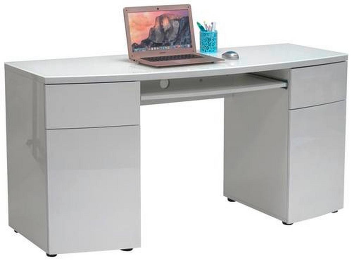 Schreibtisch in Weiss - Weiss, Modern, Glas/Holzwerkstoff (150/76/60cm) - Mömax