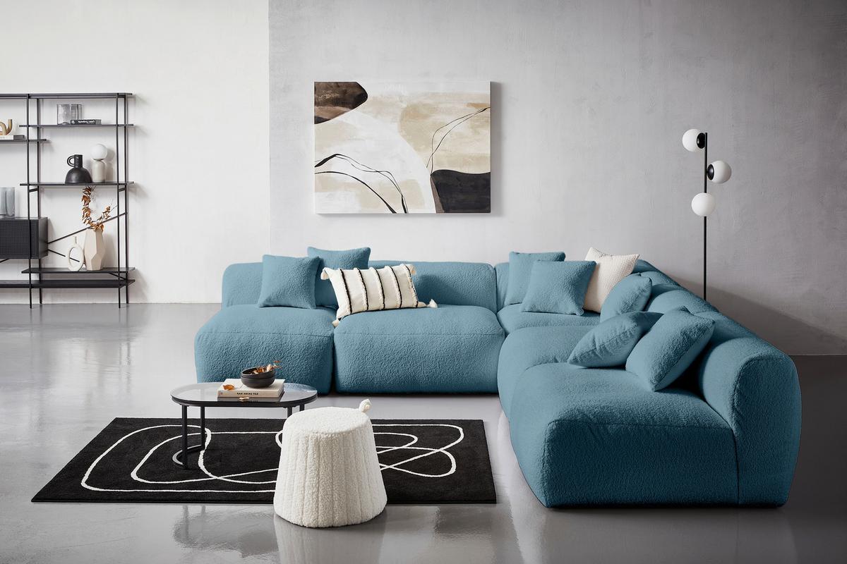 Modul Sofaelement Bloom Ecke Blau - Blau, Trend, Textil (115/70/115cm) - Livetastic