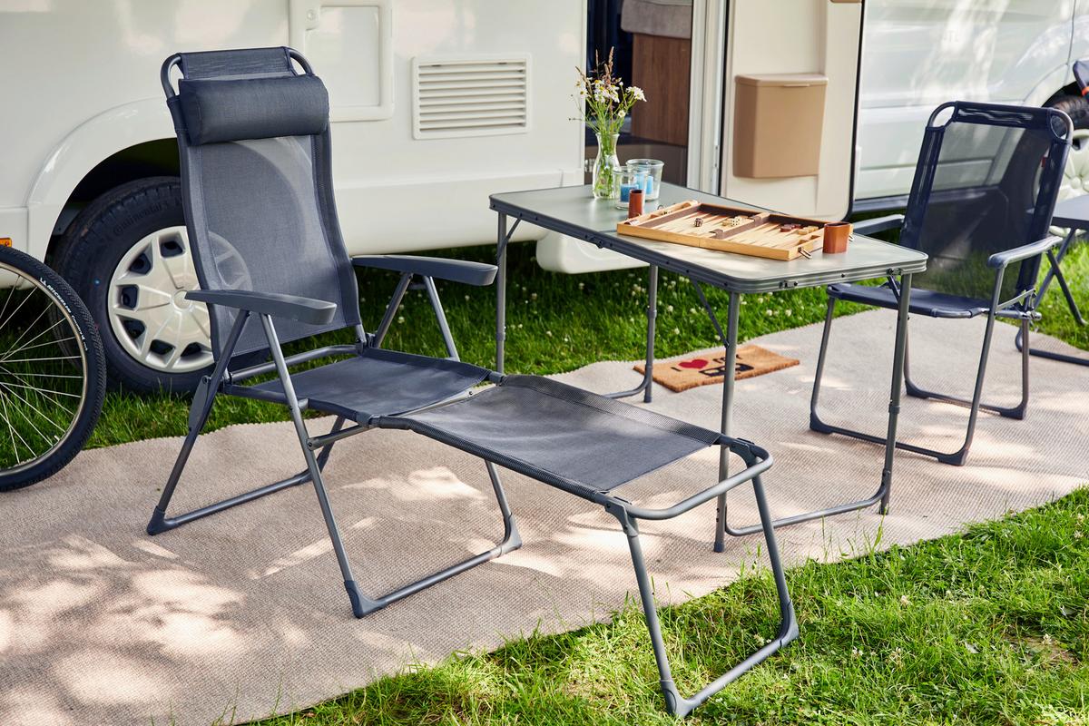 Campinghocker klappbar Comfort nur Fußteil - Anthrazit, KONVENTIONELL, Textil/Metall (65cm) - Siena Garden
