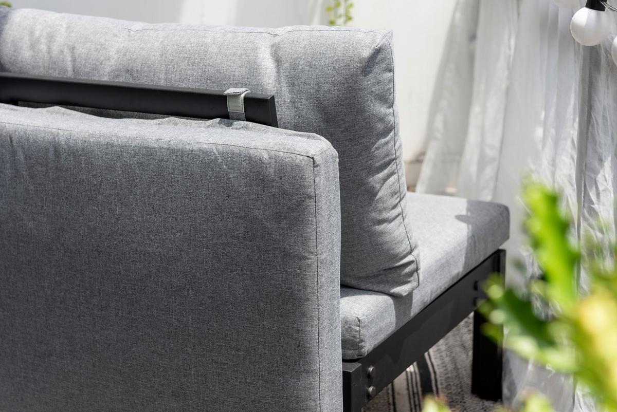 Loungesofa Emil 2 Grau/Schwarz - Hellgrau/Schwarz, MODERN, Holz/Metall (132/70,7/128cm)