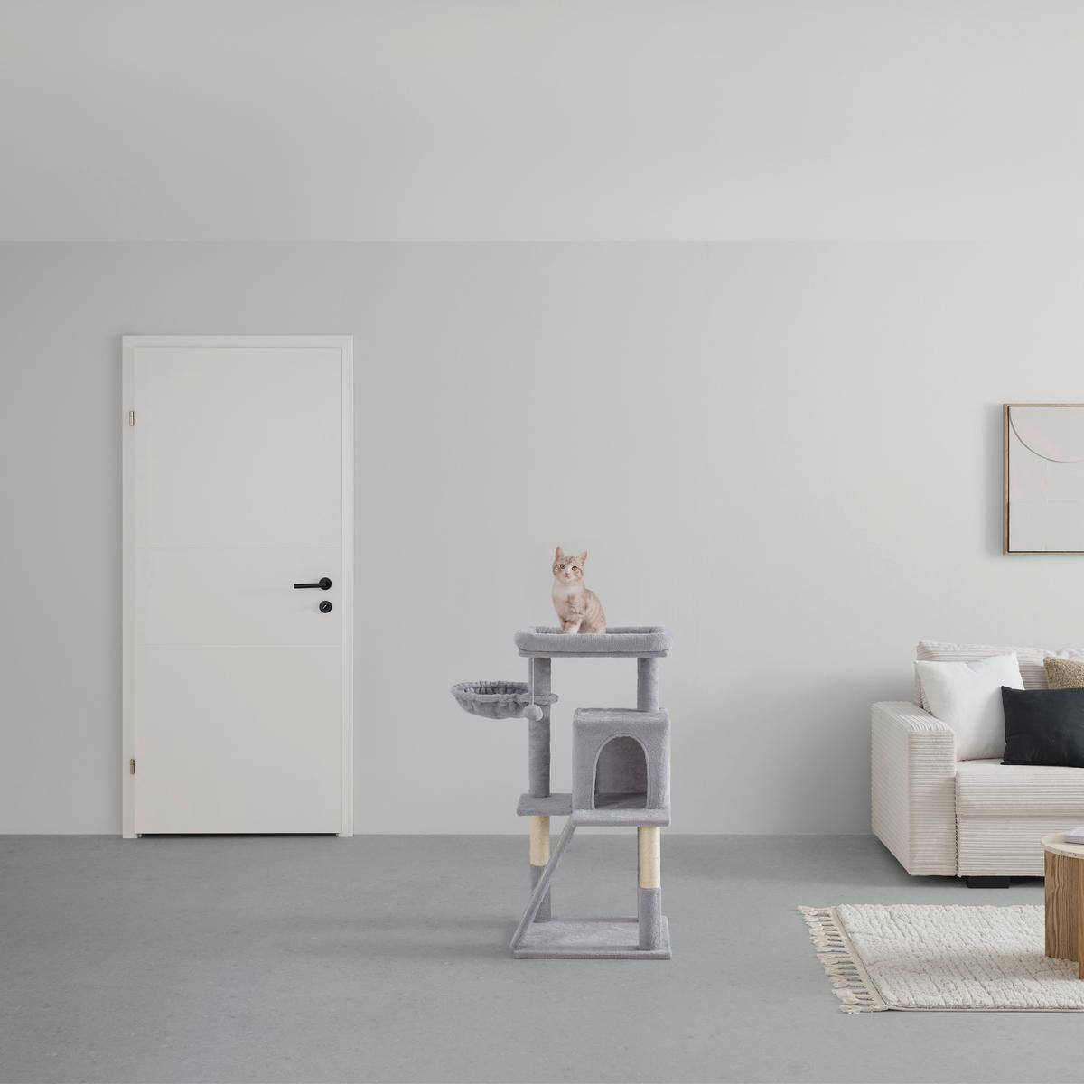 Kratzbaum Kitten Grau - Grau, KONVENTIONELL, Karton/Holzwerkstoff (48/48/96cm) - Mömax