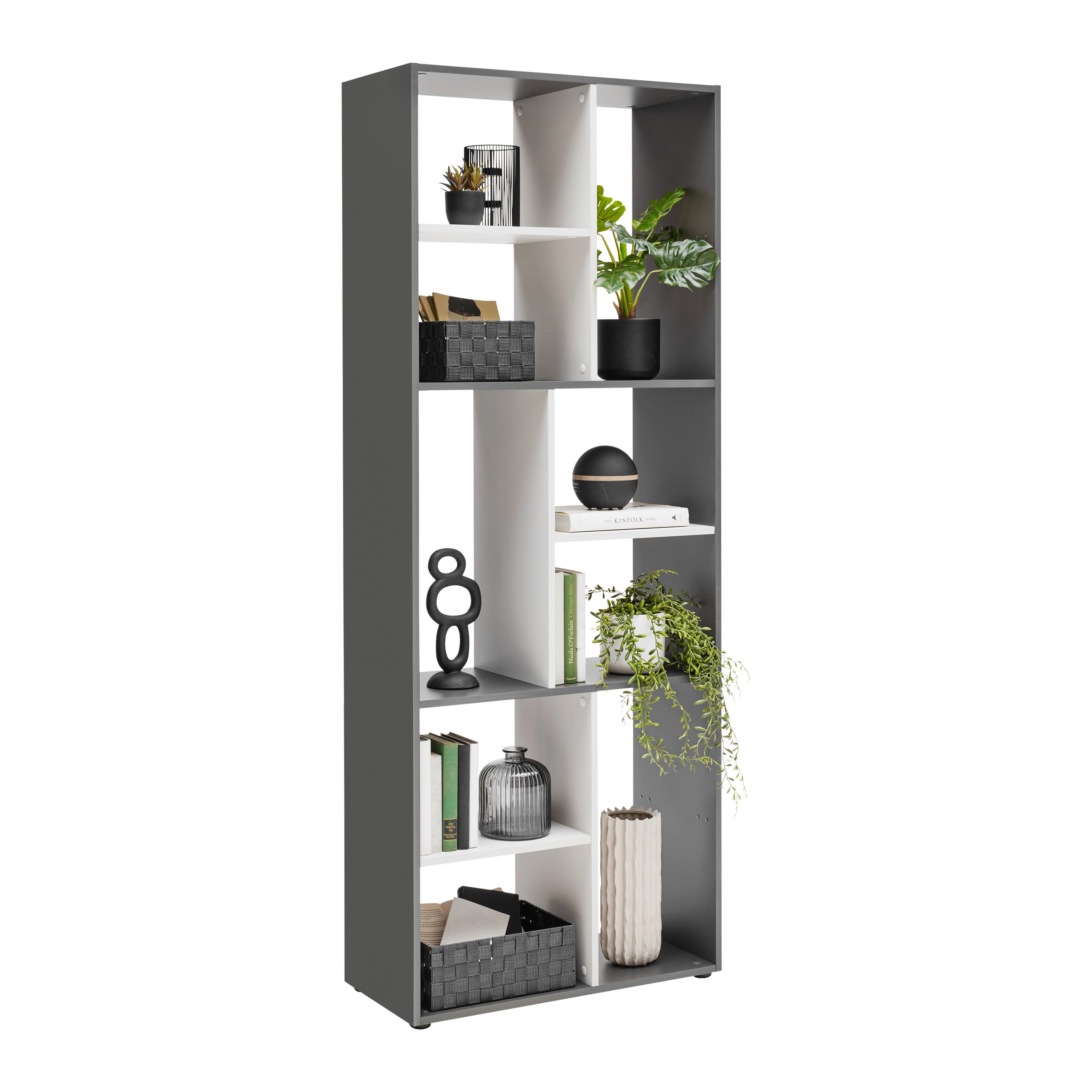 Regal Ibiza Anthrazit/Weiß - Schwarz, KONVENTIONELL, Holzwerkstoff (71/186/33cm) - Mömax
