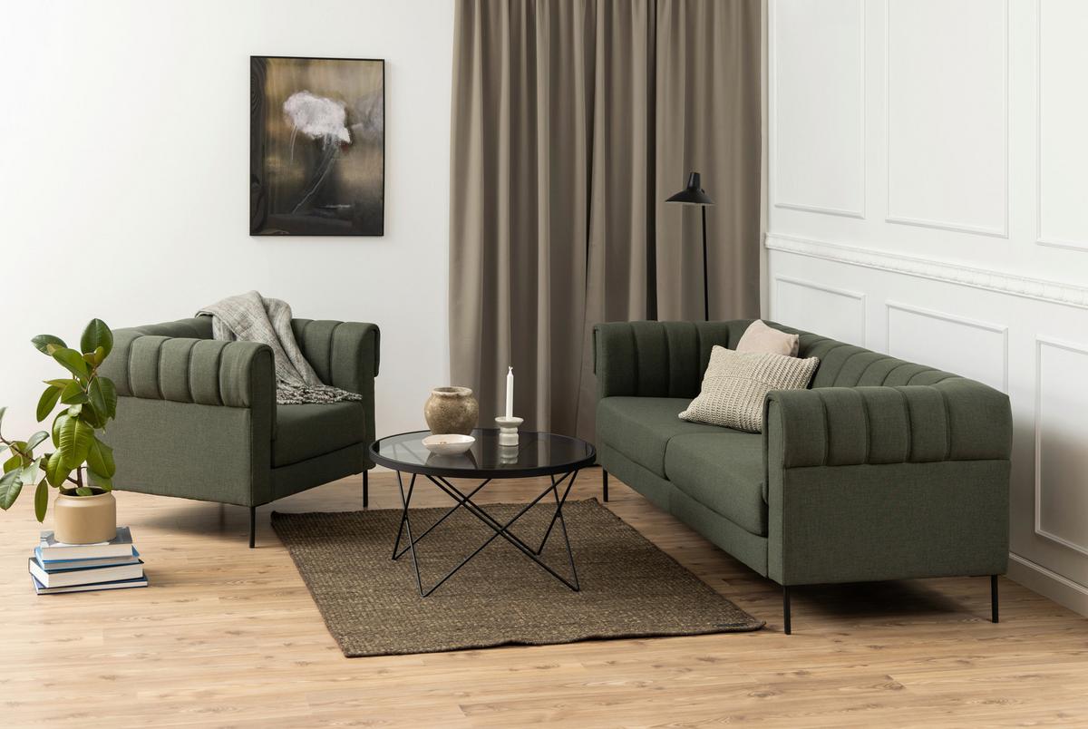 Dohányzóasztal Cuxton - fekete/világosbarna, Üveg/fém (80/45cm)