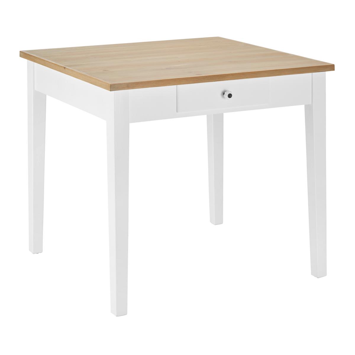 Esstisch Camden in Holz Kiefer massiv ca. 80x86 cm - Weiß/Kieferfarben, Design, Holz (80/79/86cm) - Bessagi Home