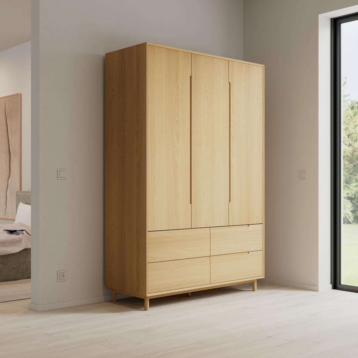 Drehtürenschrank Marlo Eichefarben ca. 148x223x60 cm - Eichefarben, MODERN, Holz/Holzwerkstoff (148/223/60cm) - Bessagi Home