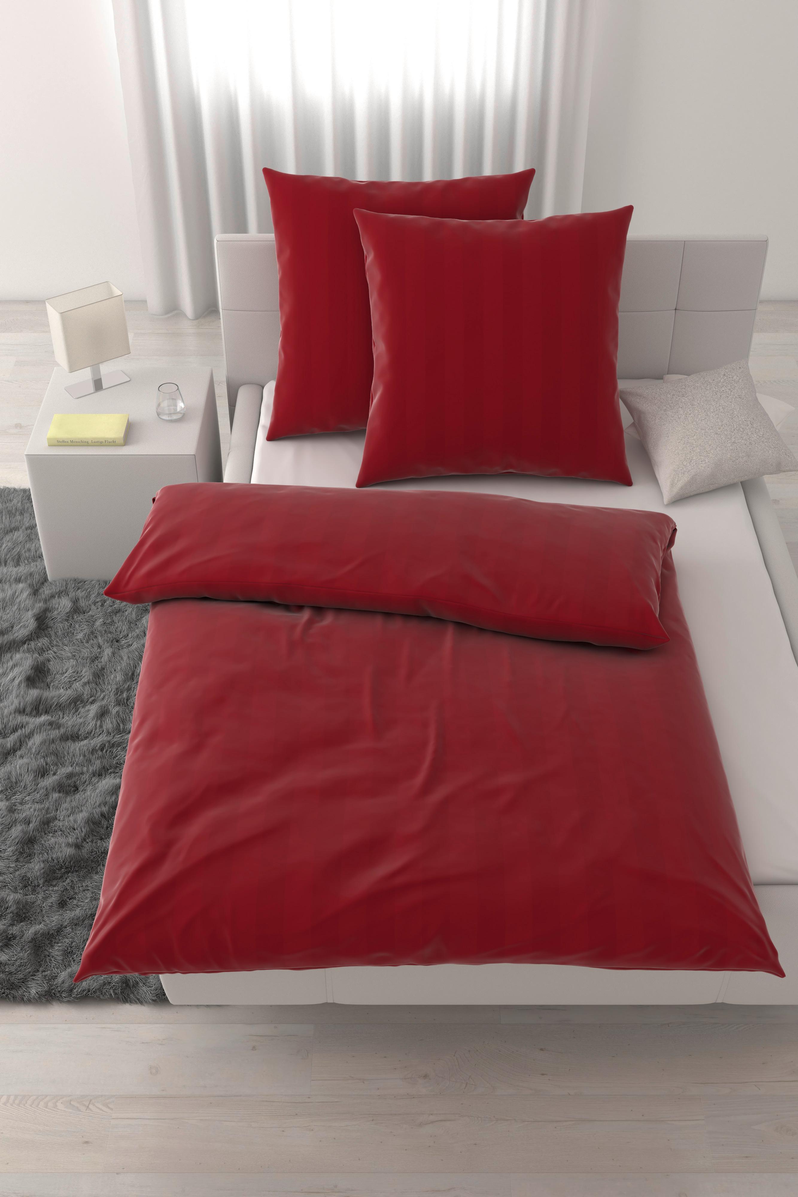Bettwäsche Xenia Streif XXL Rot ca. 200x200cm - Rot, MODERN, Textil (200/200cm) - Premium Living