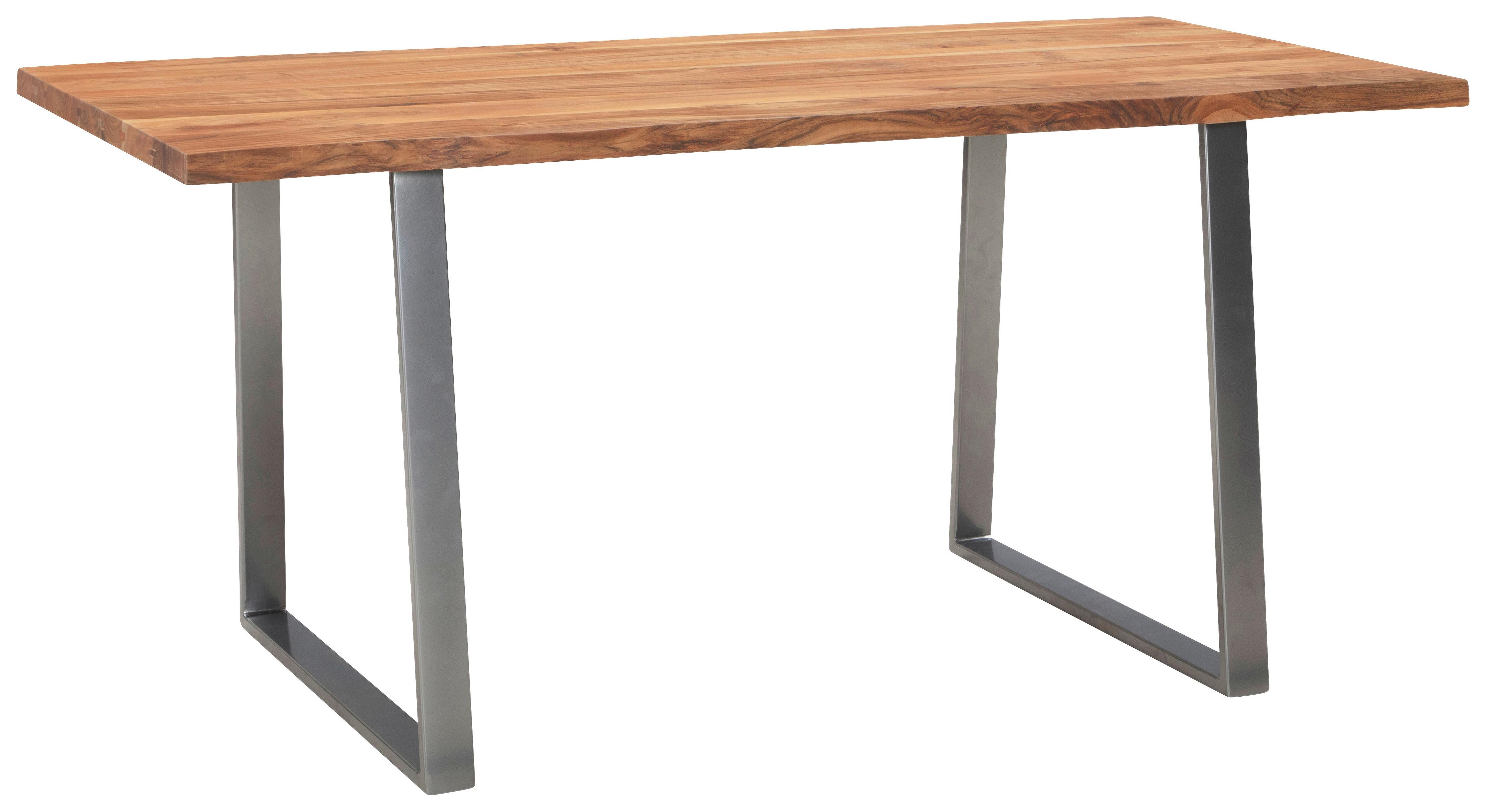 Schreibtisch WL7.267 Akazie-/Chromfarben - Chromfarben/Akaziefarben, MODERN, Holz/Metall (140/80/76cm) - MID.YOU