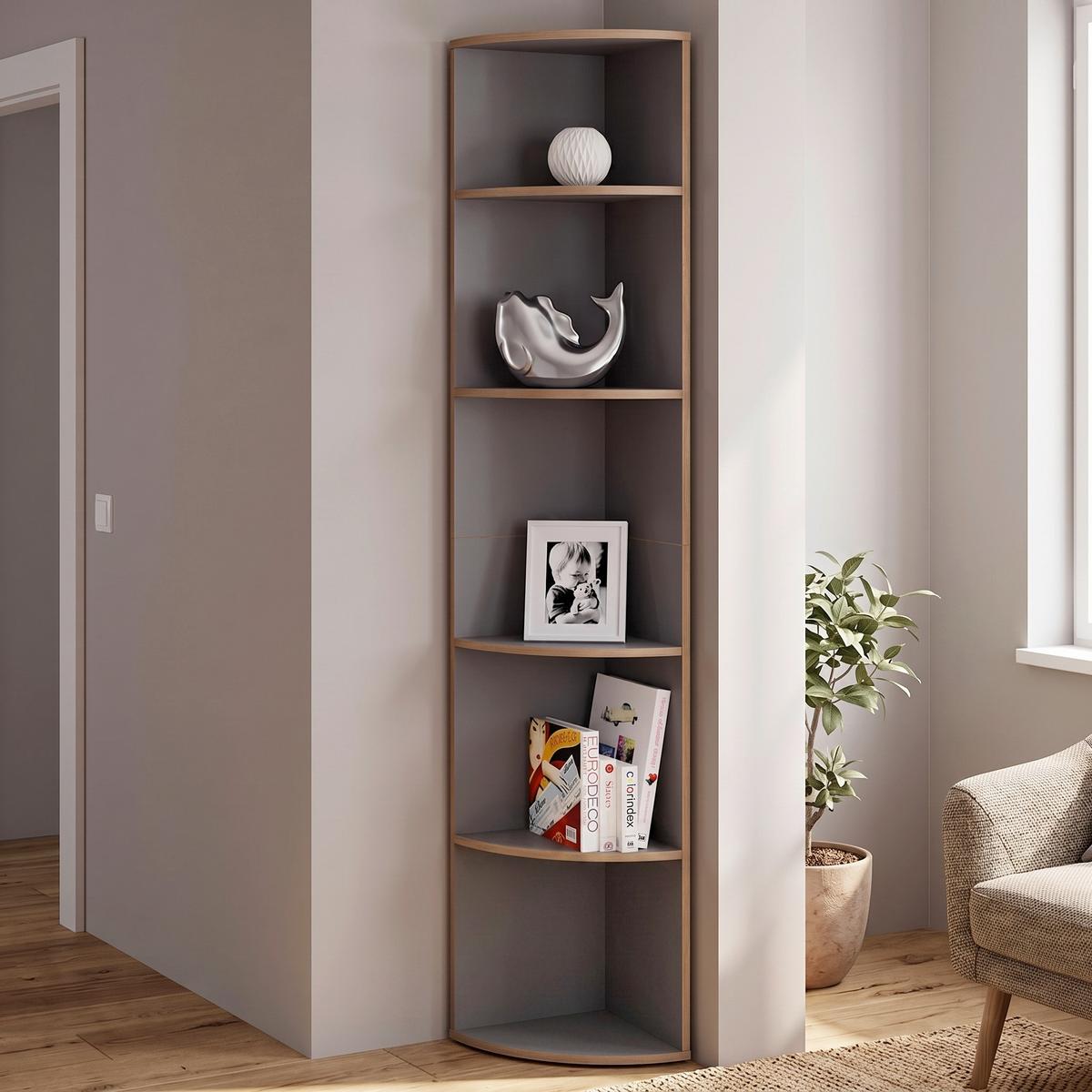 Eckregal Salia Anthrazit/Honigeiche - Honigeiche/Anthrazit, Design, Holzwerkstoff/Kunststoff (33/183/33cm) - Livetastic