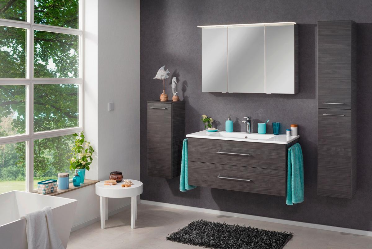 Waschtischkombi B.Perfekt Dunkelbraun - Dunkelbraun/Silberfarben, MODERN, Keramik/Holzwerkstoff (103cm) - MID.YOU