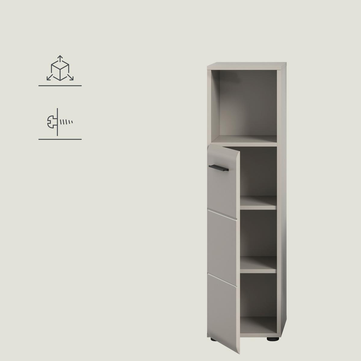 Midischrank Ice Kaschmir - Kaschmir/Schwarz, Trend, Holzwerkstoff/Kunststoff (30/110/30cm) - MID.YOU