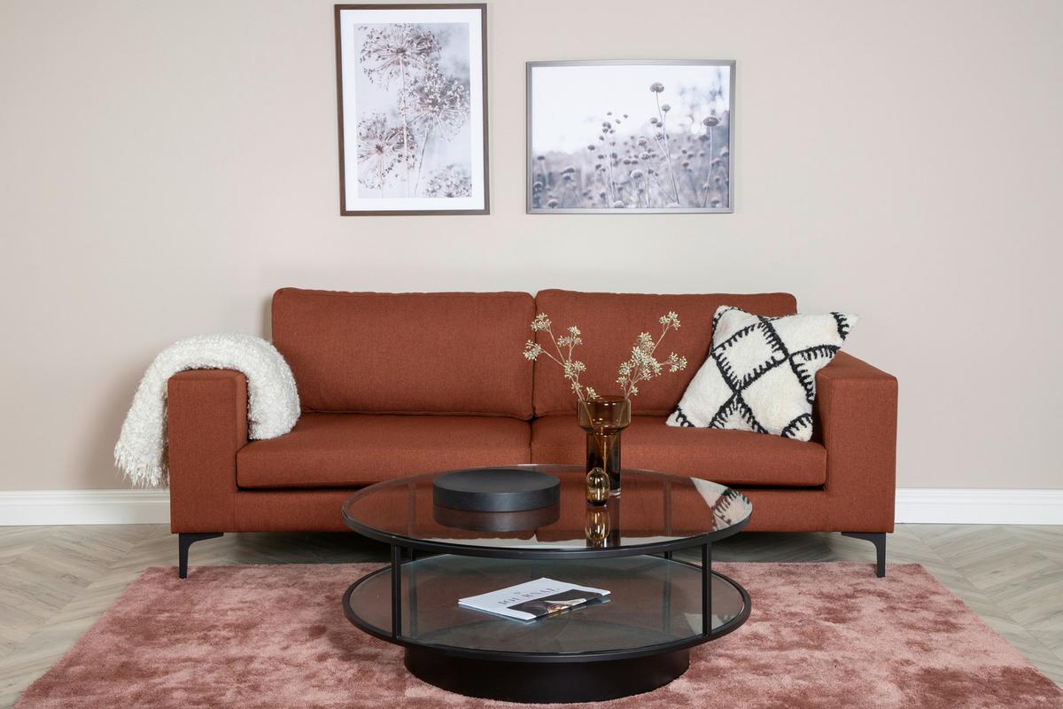 2-SITZER-SOFA BOLERO - Rostfarben/Schwarz, Design, Kunststoff/Textil (215/84/88cm) - Livetastic