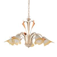 Kronleuchter Lucrezia Avorio Weiß max. 6 Watt - Weiß, Natur, Glas/Metall (70/100cm)