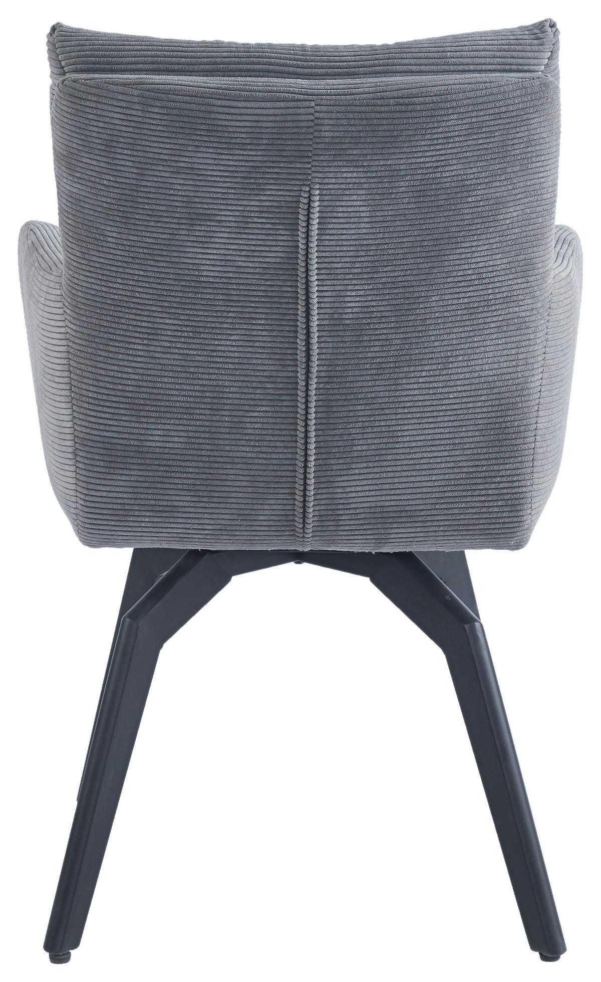 Armlehnstuhl Hanna in Grau - Schwarz/Grau, MODERN, Textil/Metall (60/88/64cm) - Mömax