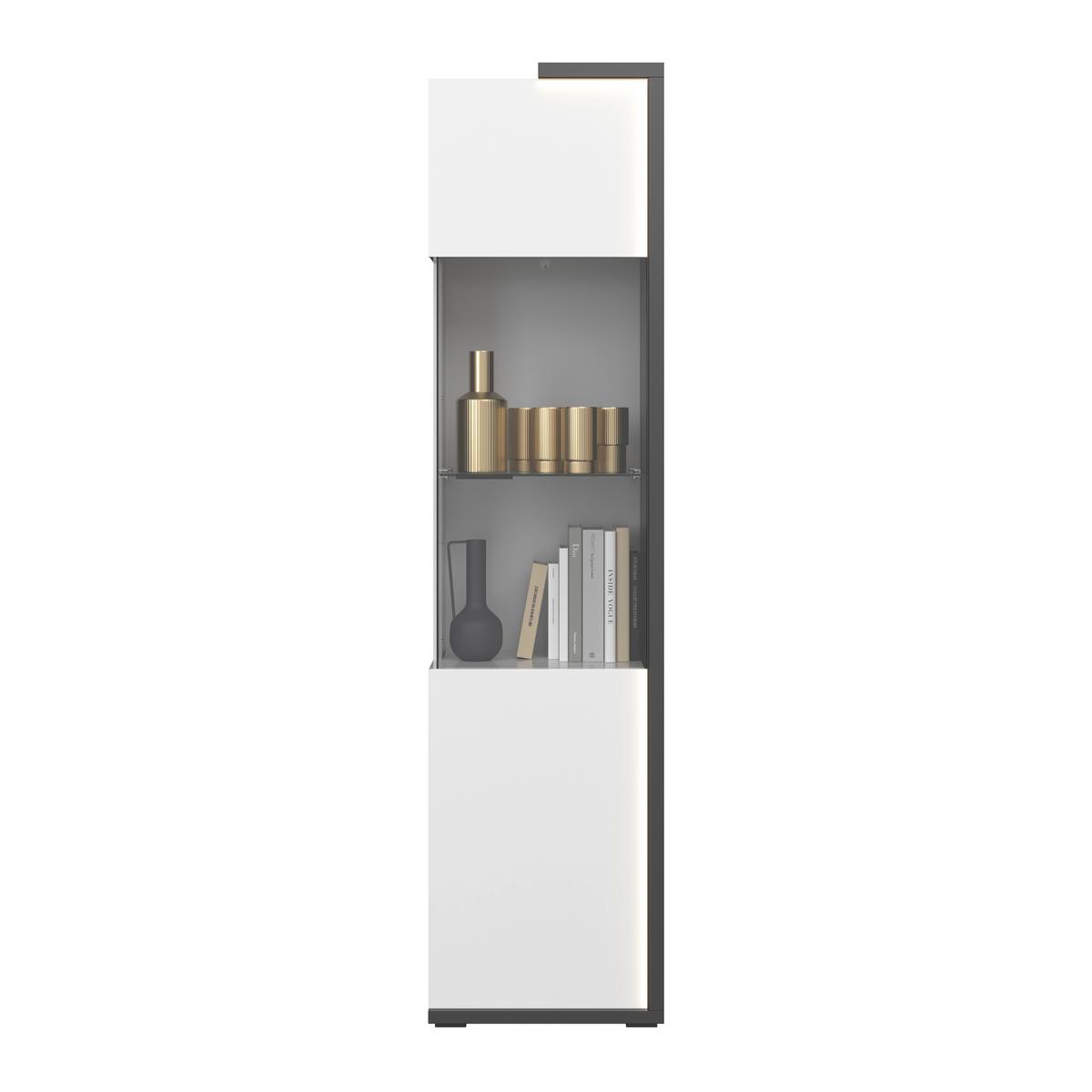 Vitrina Ambiente Plus - bijela/bijela visoki sjaj, Moderno, staklo/drvni materijal (48,5/199,1/43,6cm) - Modern Living